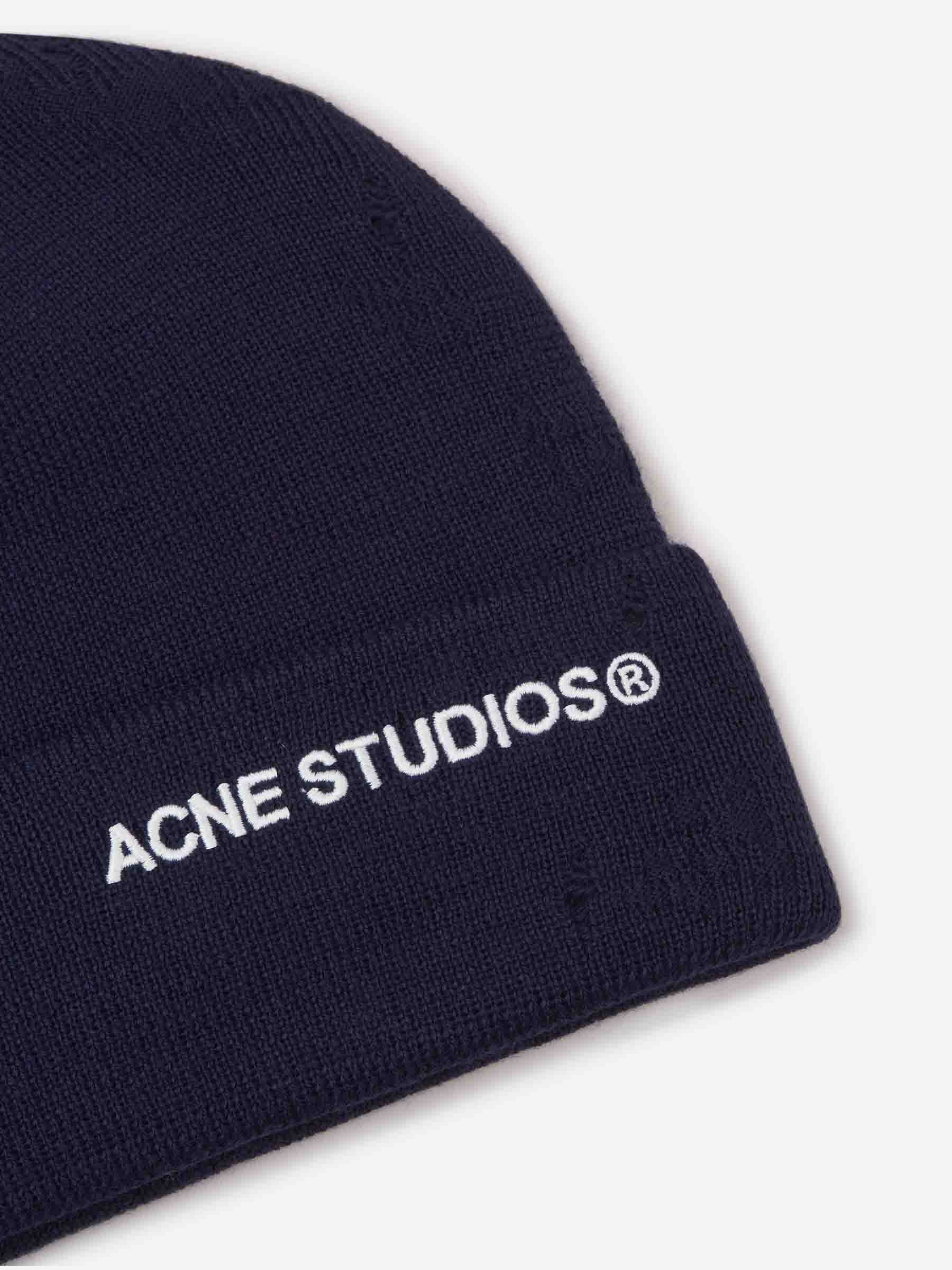Acne Studios Hombre Barcelona Gorro Logo Desgastado color Azul Marino sku 695-001534 01 - Foto 3