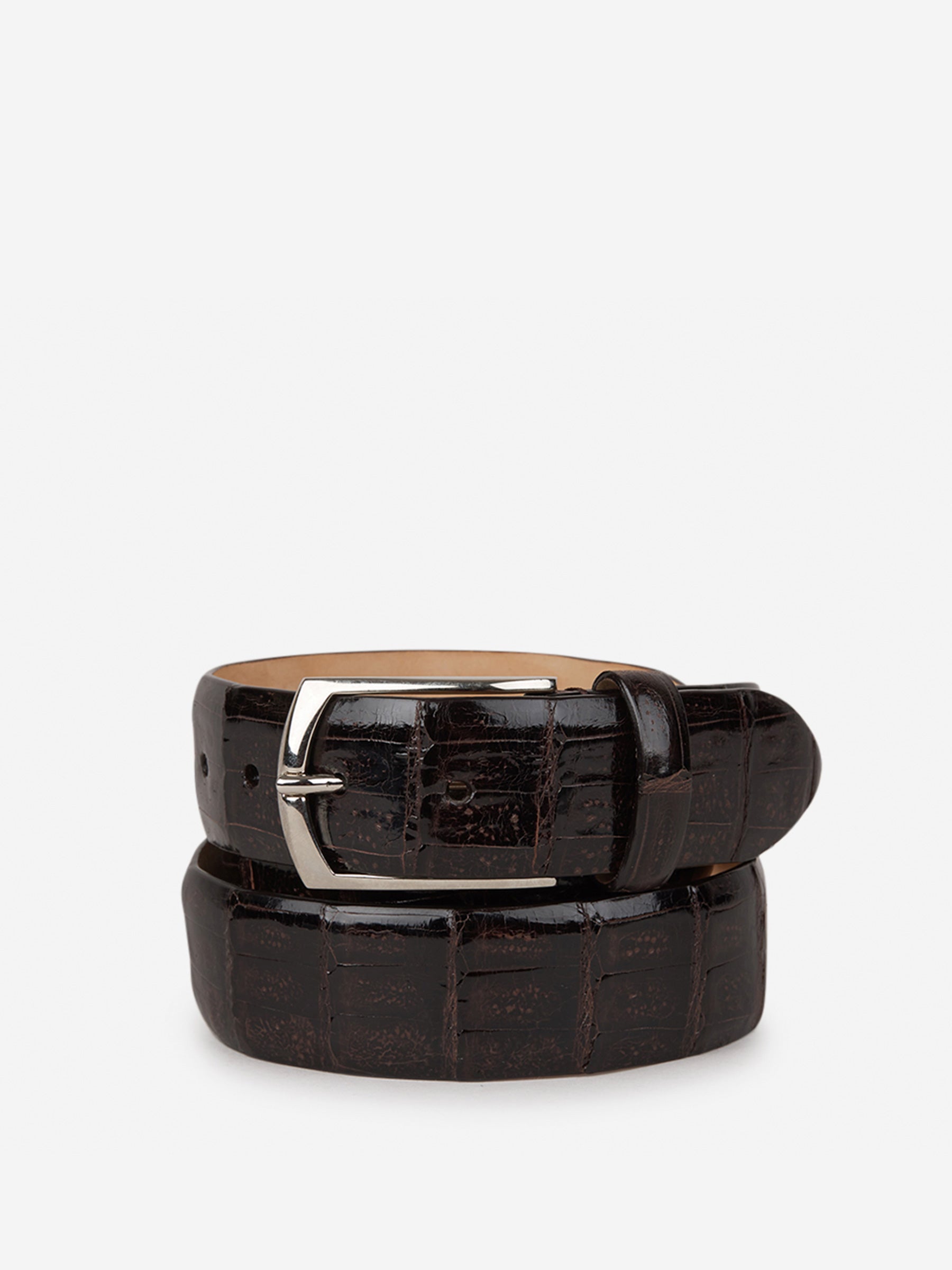 Santa Eulalia Hombre Barcelona Cinturón Piel Cocodrilo color Marrón Oscuro sku 622-000816 01 - Foto 1