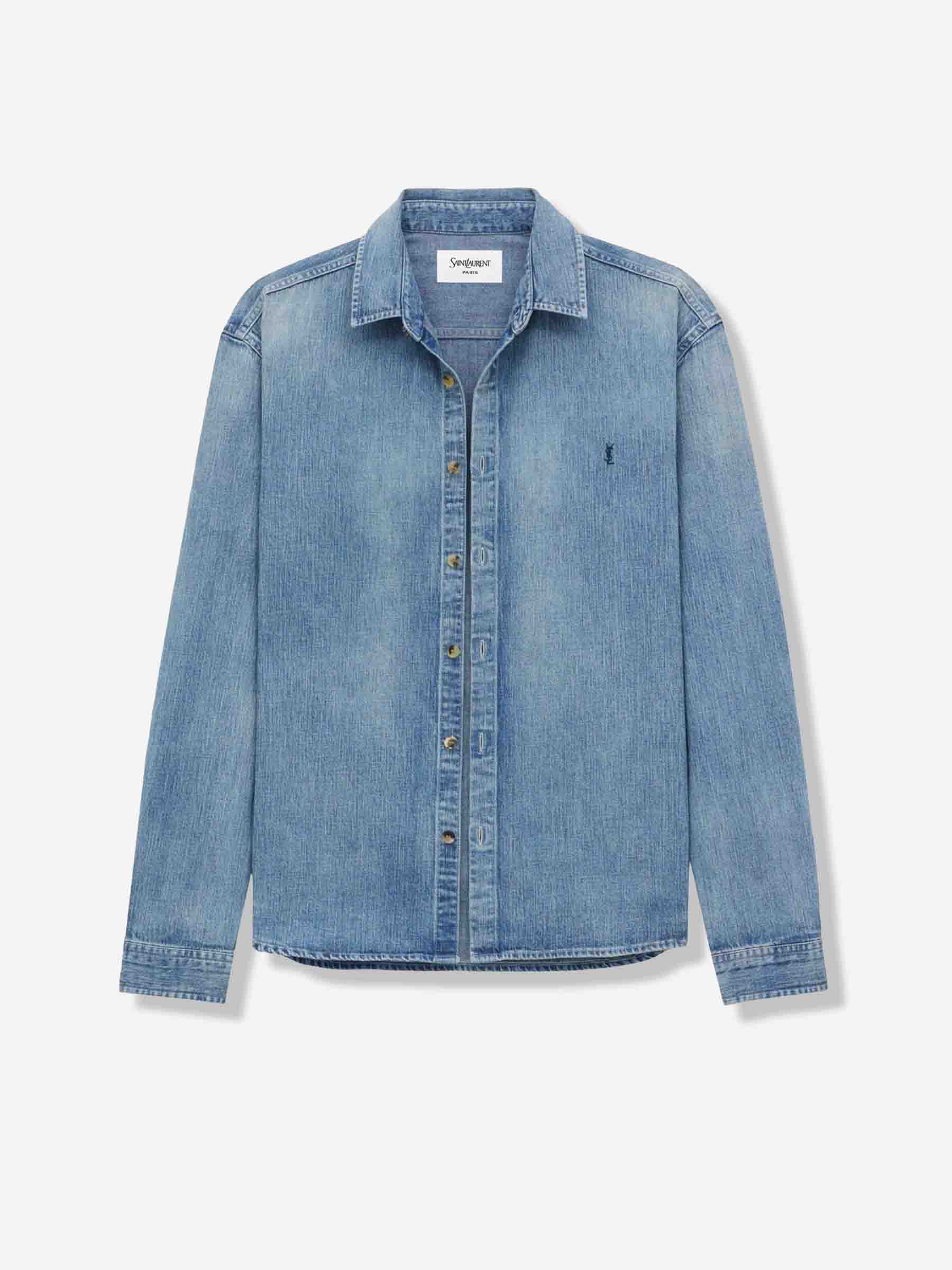 Saint Laurent Hombre Barcelona Camisa Cassandre Denim color Azul Denim sku 531-006588 02 - Foto 3