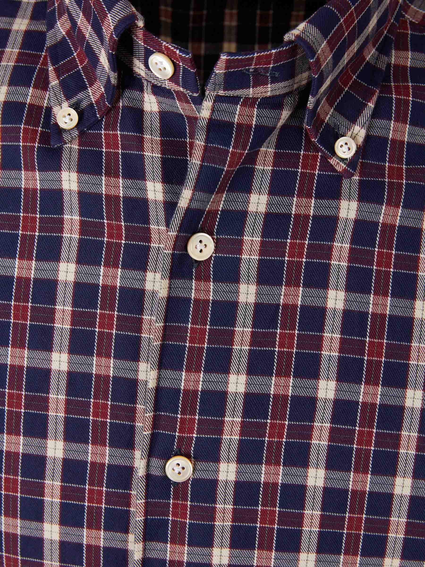 Borrelli Hombre Barcelona Camisa Motivo Cuadros color Burdeos sku 531-006605 03 - Foto 3