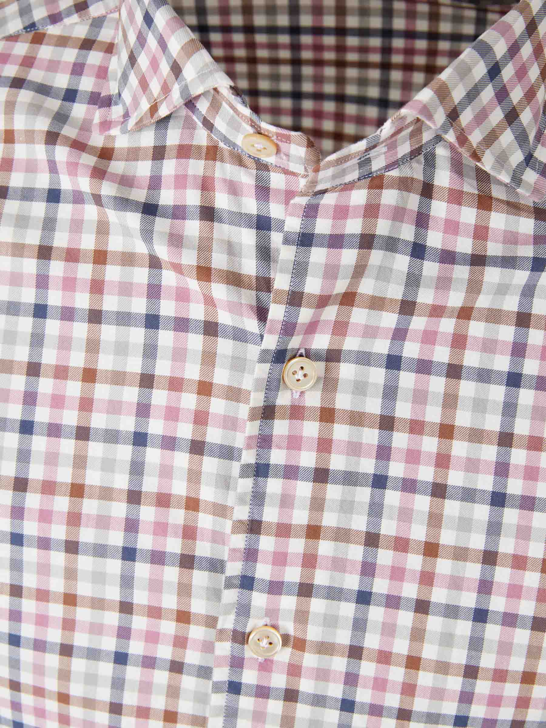 Borrelli Hombre Barcelona Camisa Motivo Cuadros color Violeta sku 531-006610 01 - Foto 3