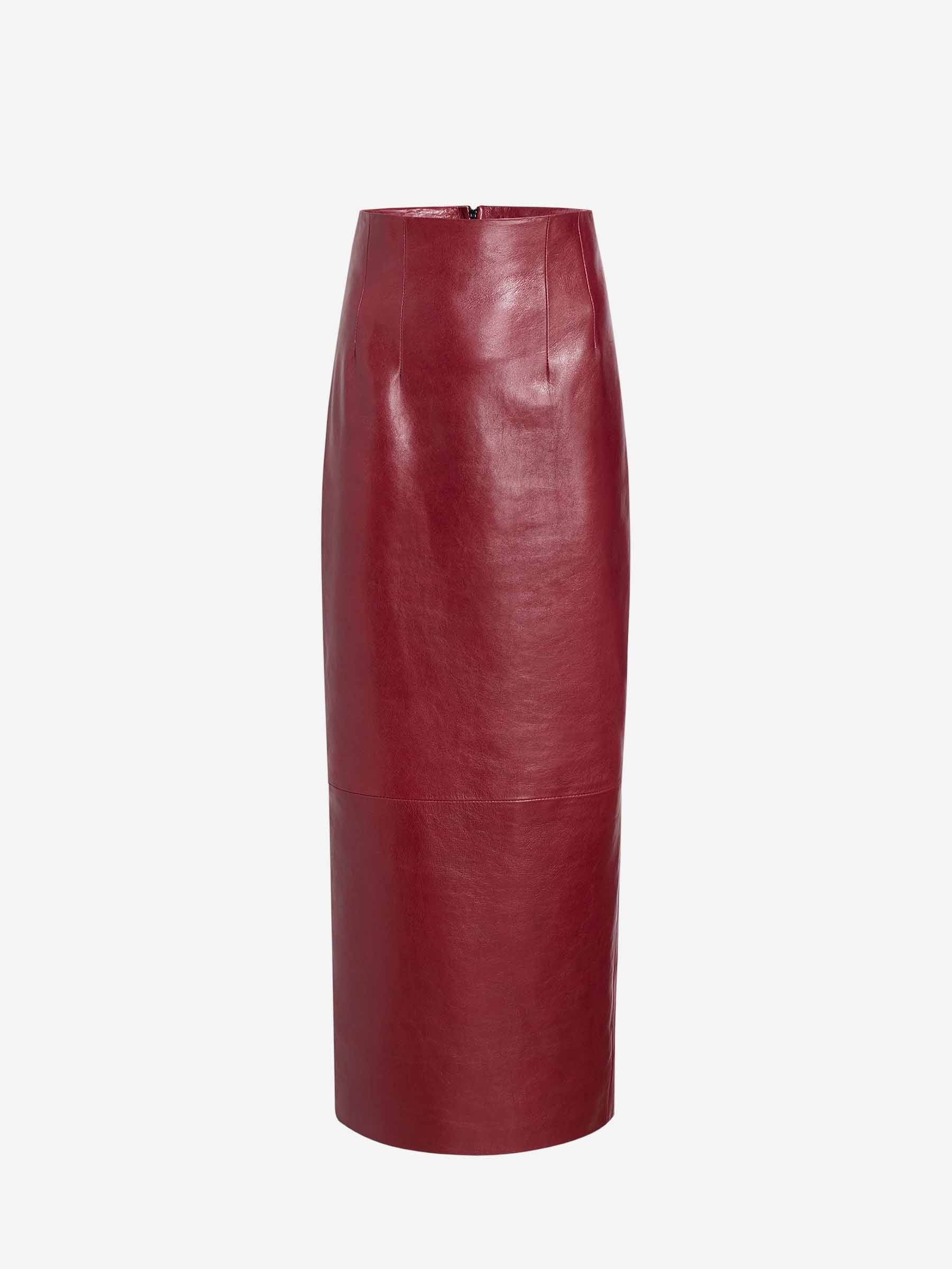 Khaite – Loxley Leather Midi Skirt Mujer 750-001548 01