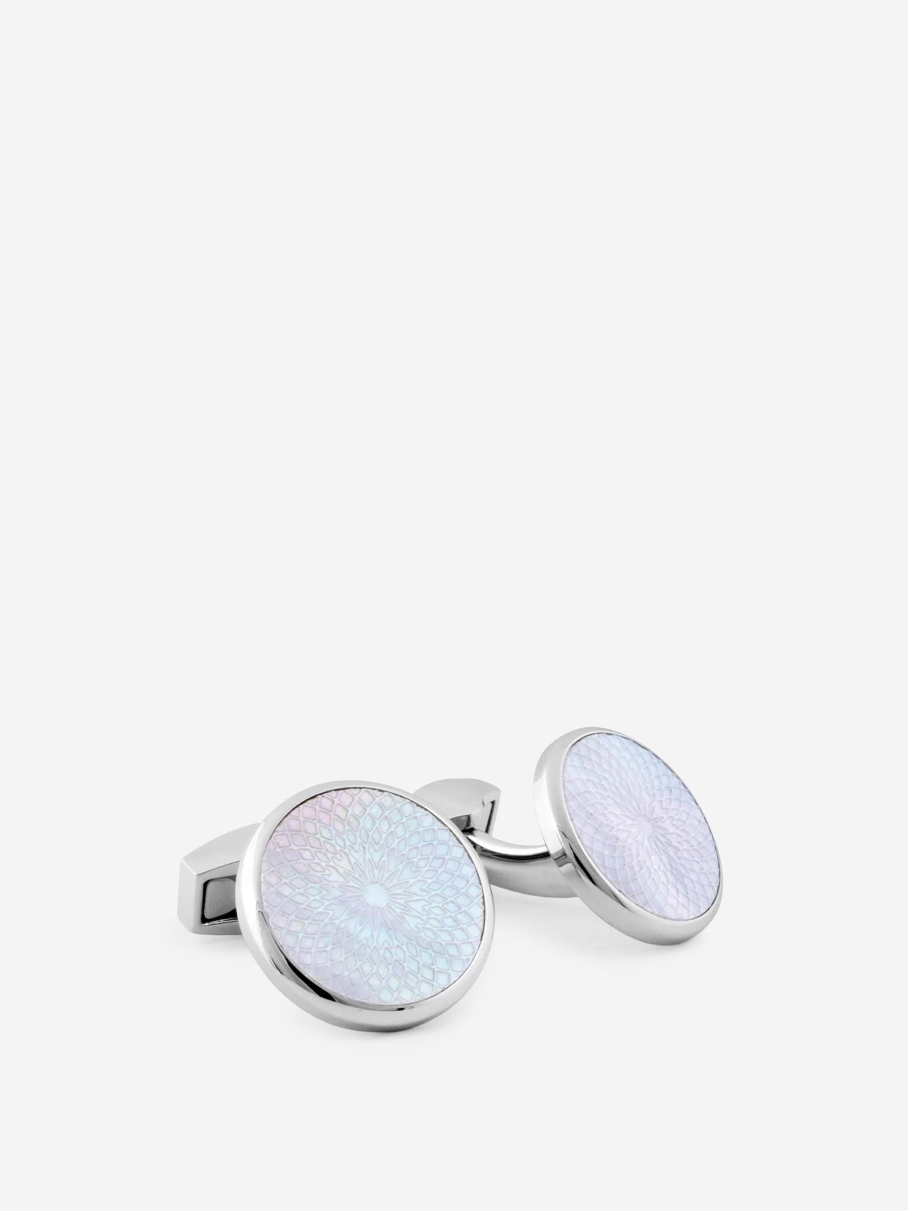 Tateossian Hombre Barcelona Gemelos Rotondo Guilloche color Blanco sku 696-000625 01 - Foto 1