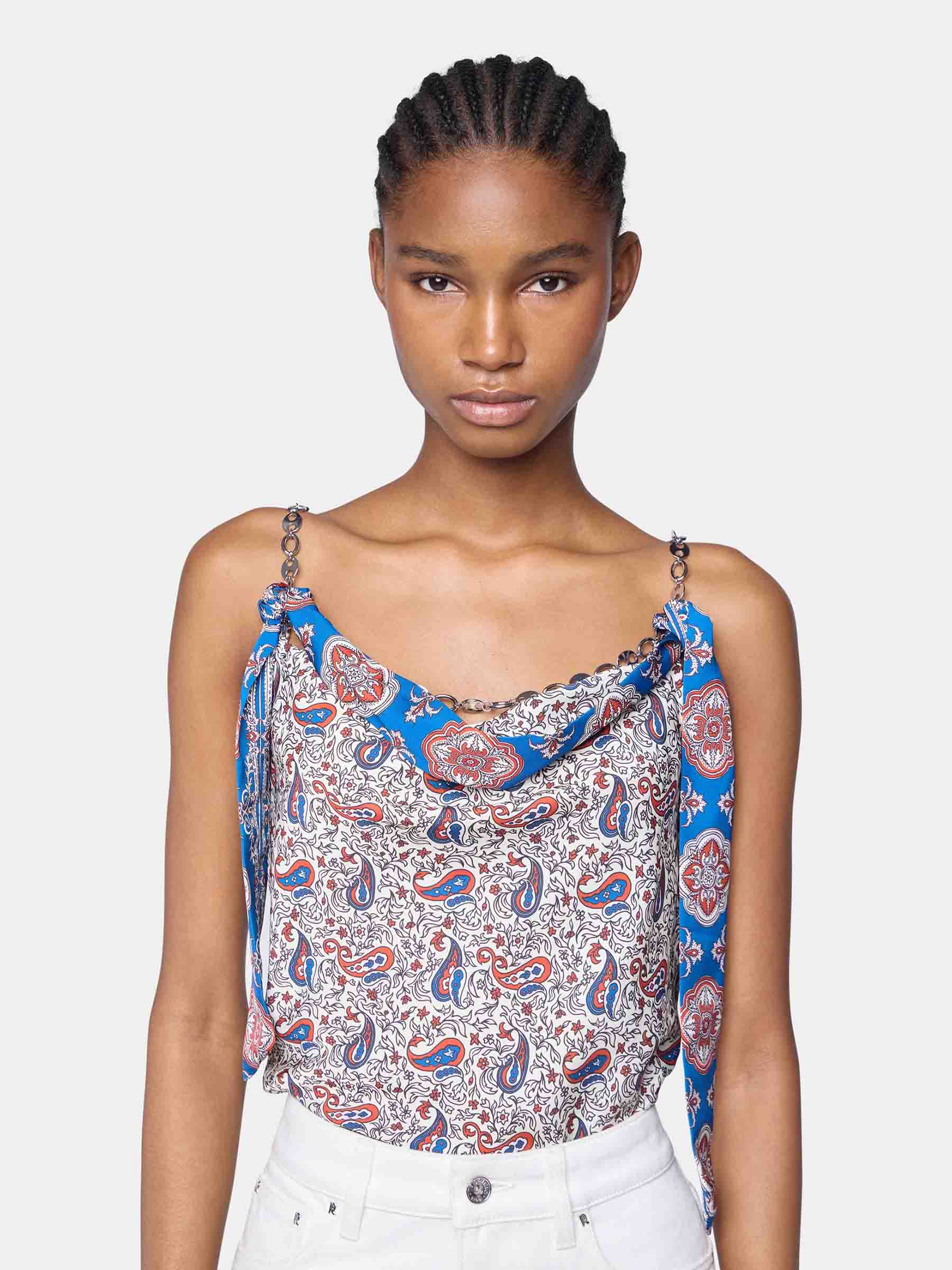 Rabanne Mujer Barcelona Top Satén Estampado color Crema sku 703-002419 01 - Foto 3