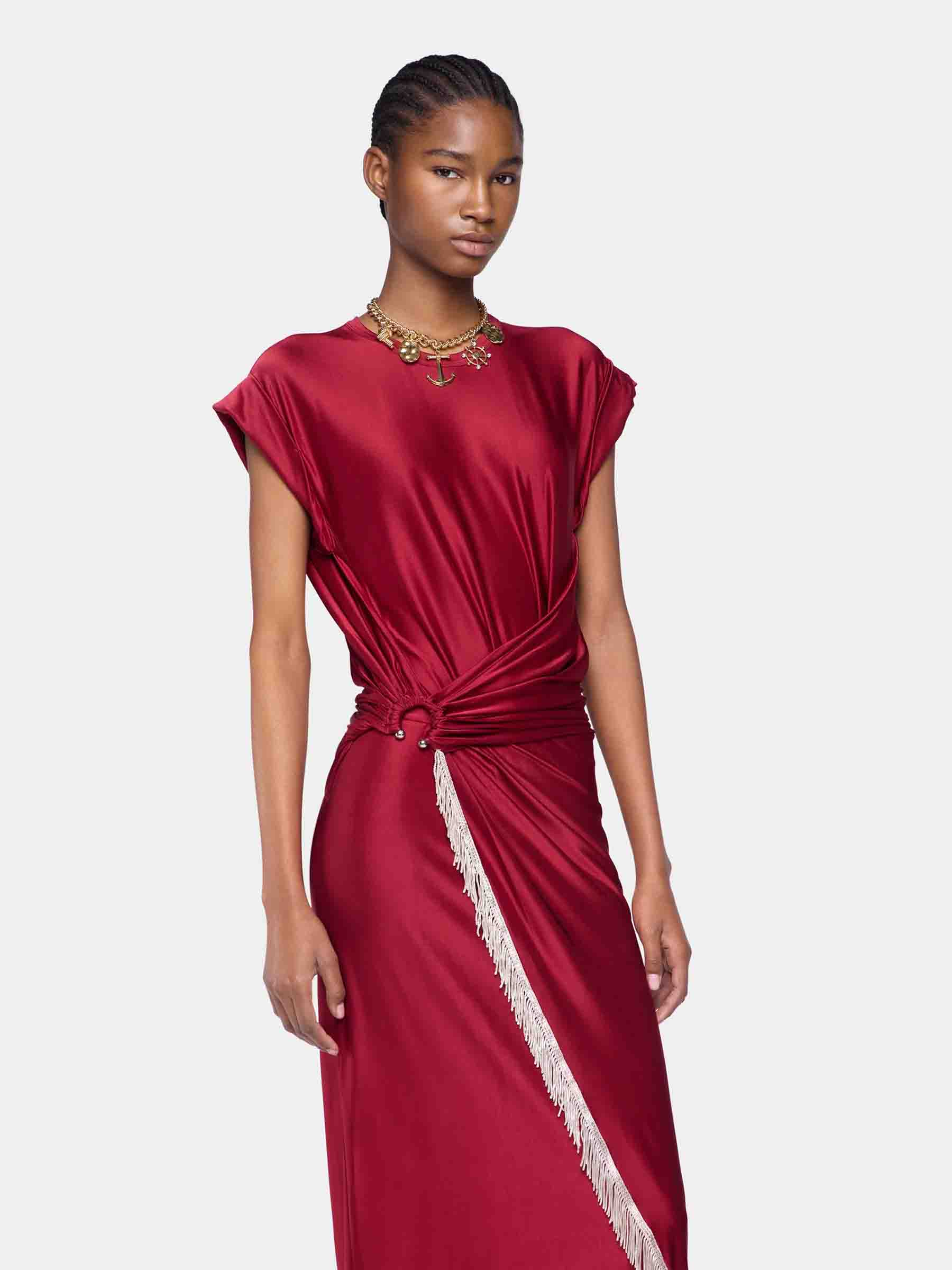 Rabanne Mujer Barcelona Vestido Maxi Jersey color Burdeos sku 721-000533 01 - Foto 3