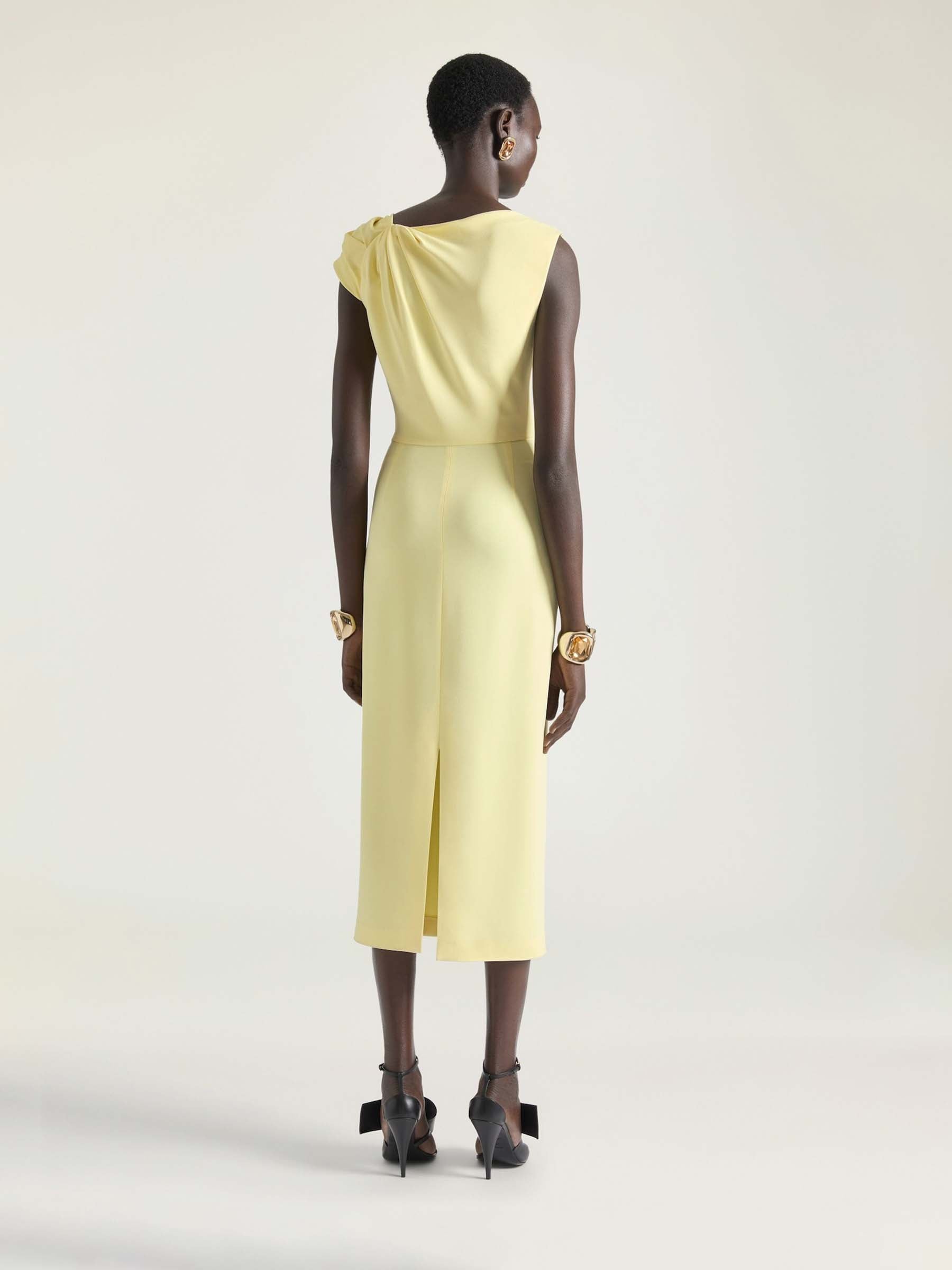 Givenchy Mujer Barcelona Vestido Midi Drapeado color Amarillo Claro sku 721-000613 01 - Foto 3