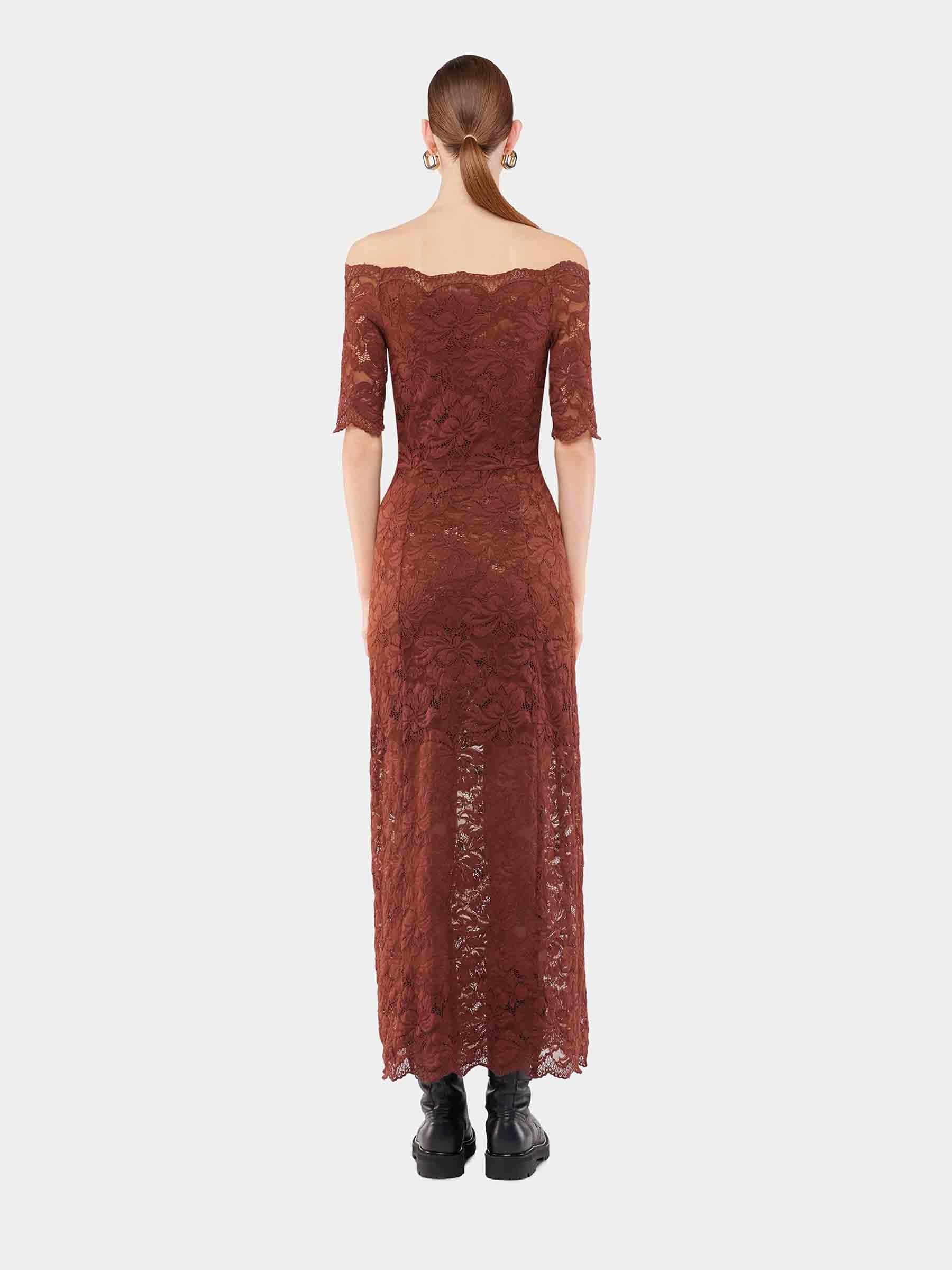 Rabanne Mujer Barcelona Vestido Midi Encaje color Marrón sku 721-000619 01 - Foto 3
