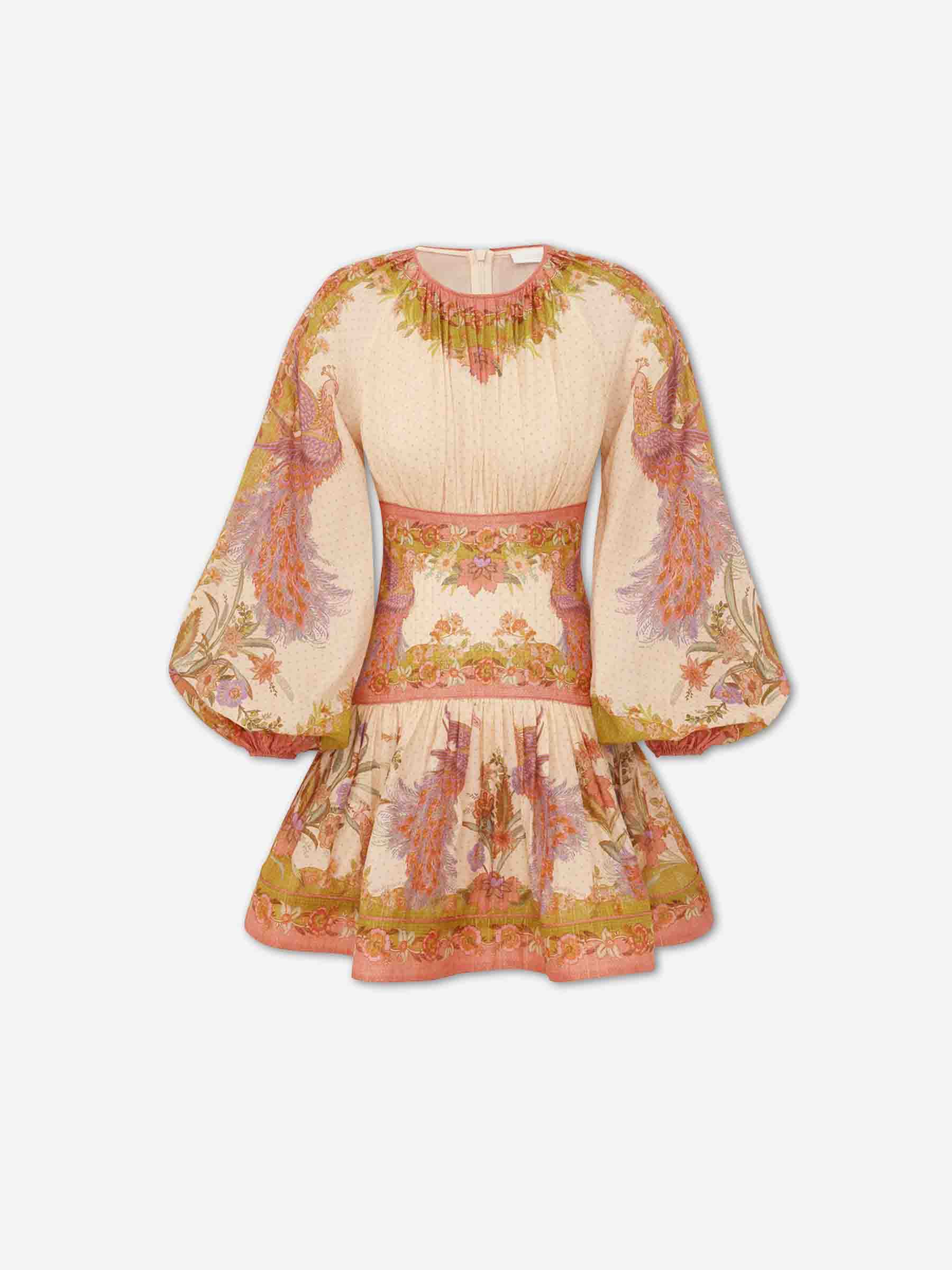 zimmermann mini dress Illustration Belted The Rebellion Marine Mini Dress in Sunset from our Cruise 2026 Collection Indra belted floral-print linen mini