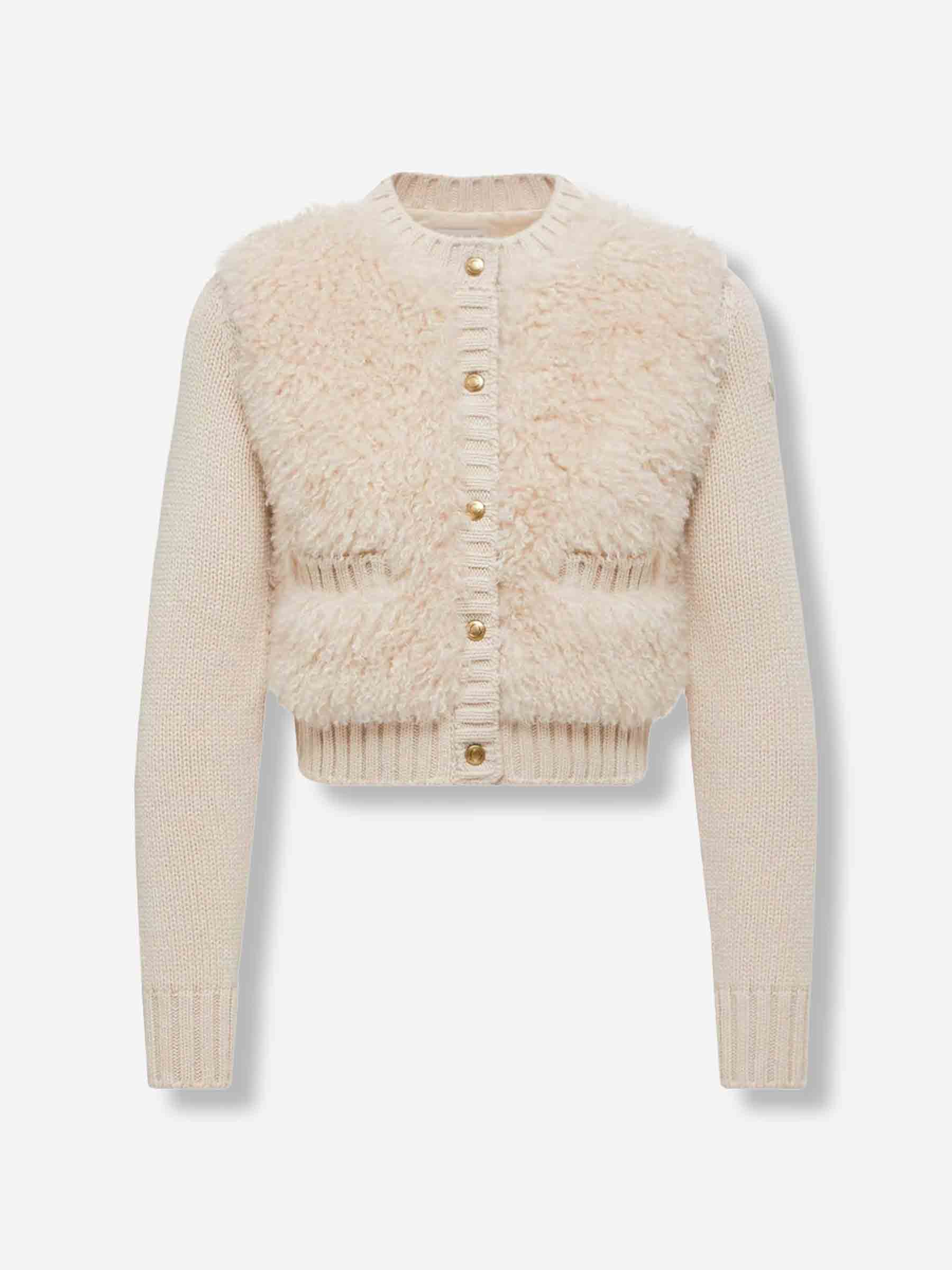 Moncler Mujer Barcelona Cárdigan Lana Plush color Crema sku 741-002275 01 - Foto 1