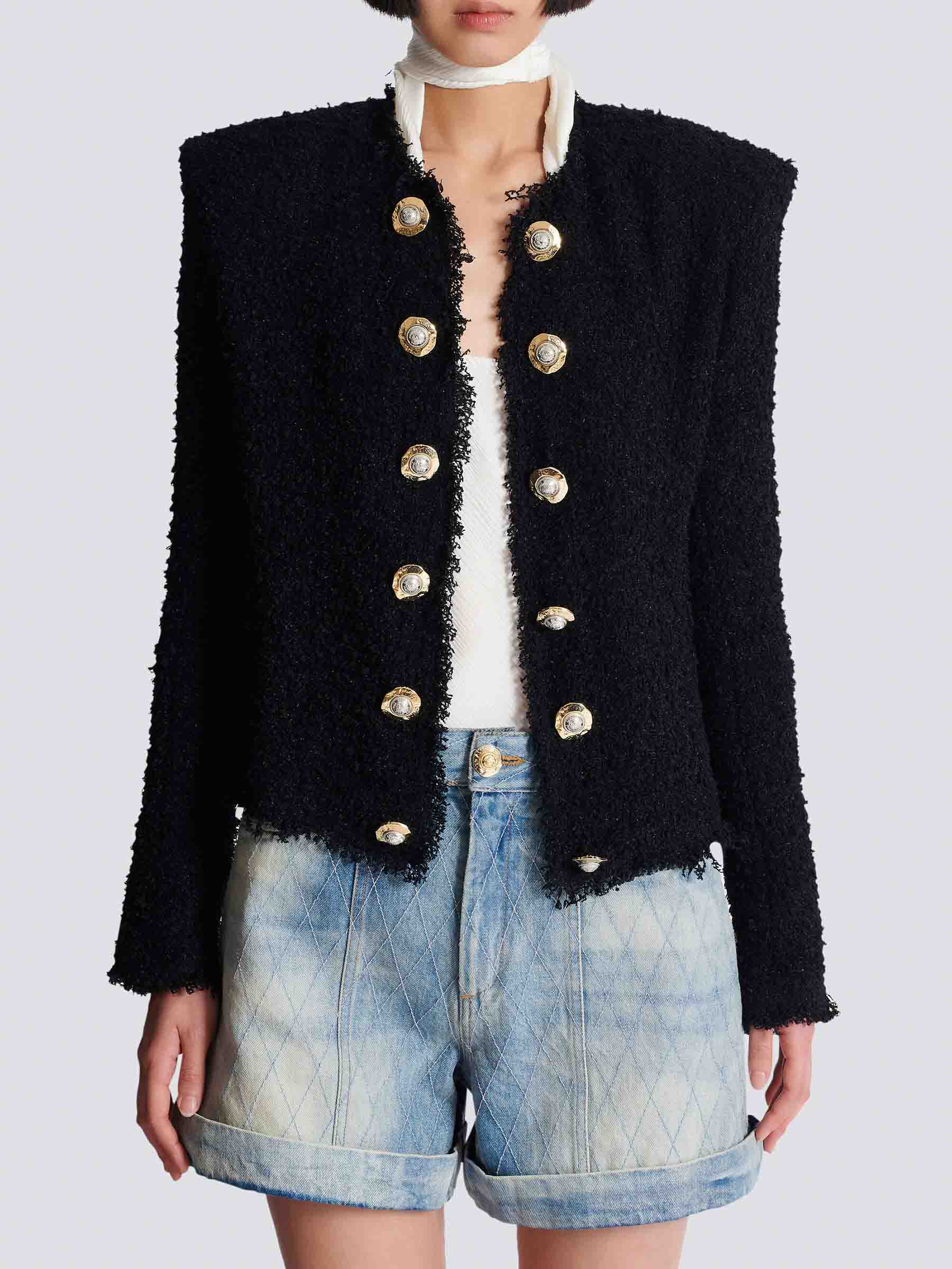 Balmain Mujer Barcelona Chaqueta Tweed color Negro sku 741-002282 01 - Foto 4