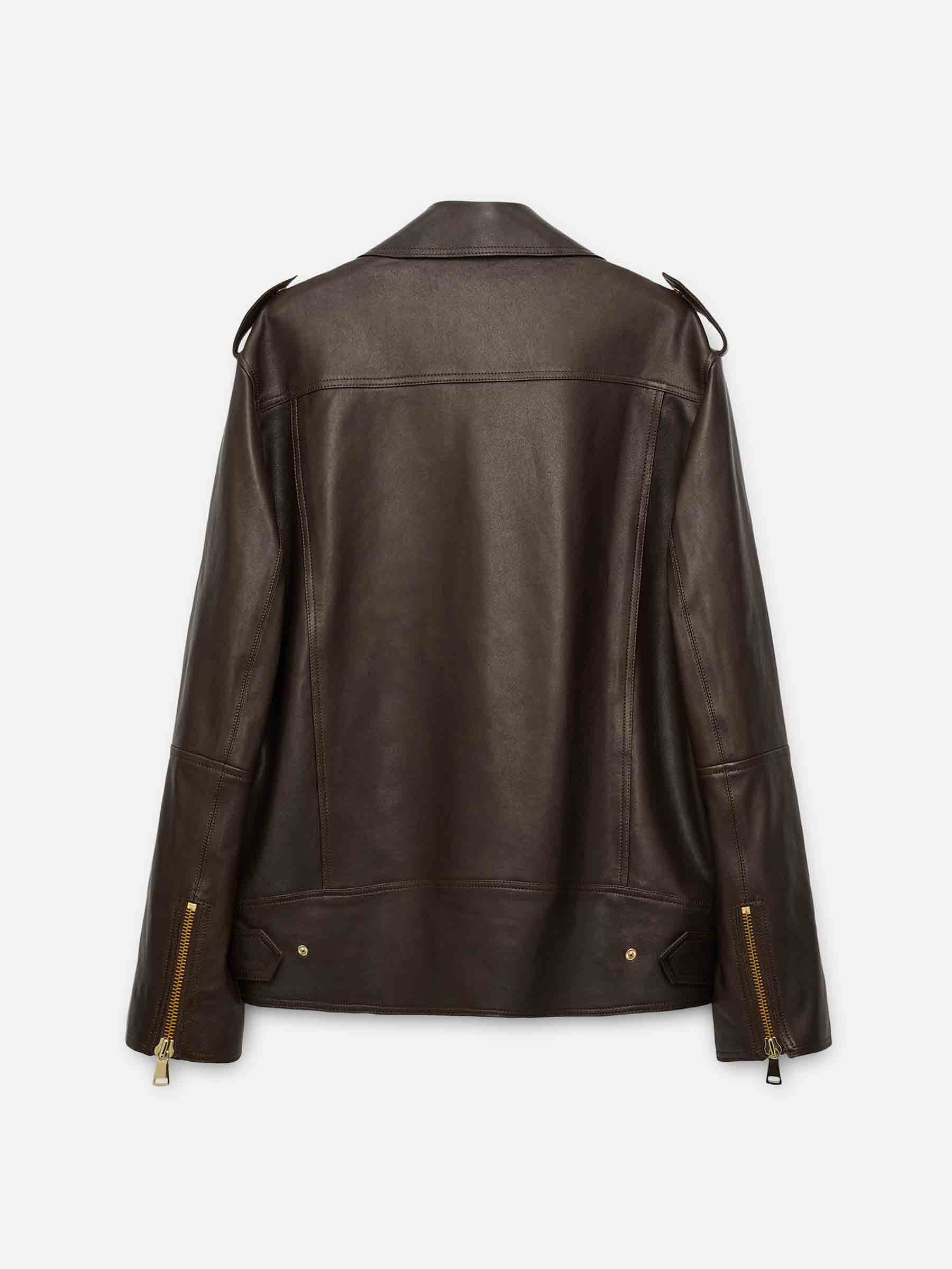 Dorothee Schumacher Mujer Barcelona Chaqueta Piel Biker color Marrón Oscuro sku 741-002312 01 - Foto 3