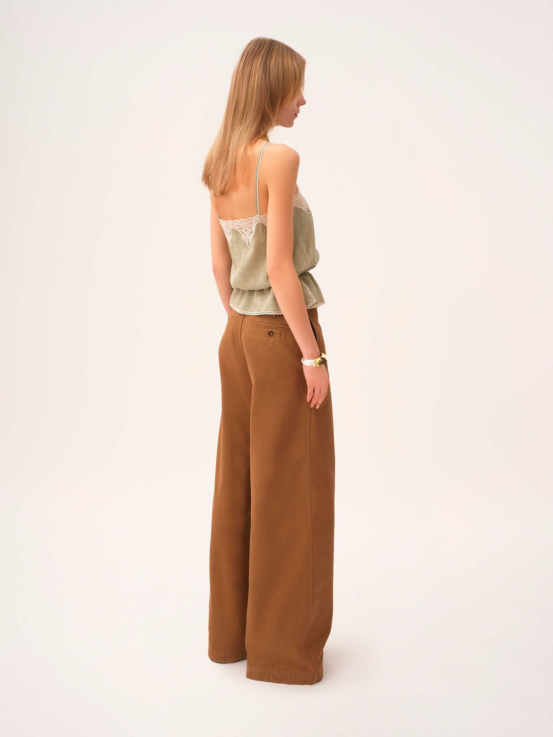 Chloé Mujer Barcelona Pantalones Anchos Algodón color Camel sku 761-003814 01 - Foto 3