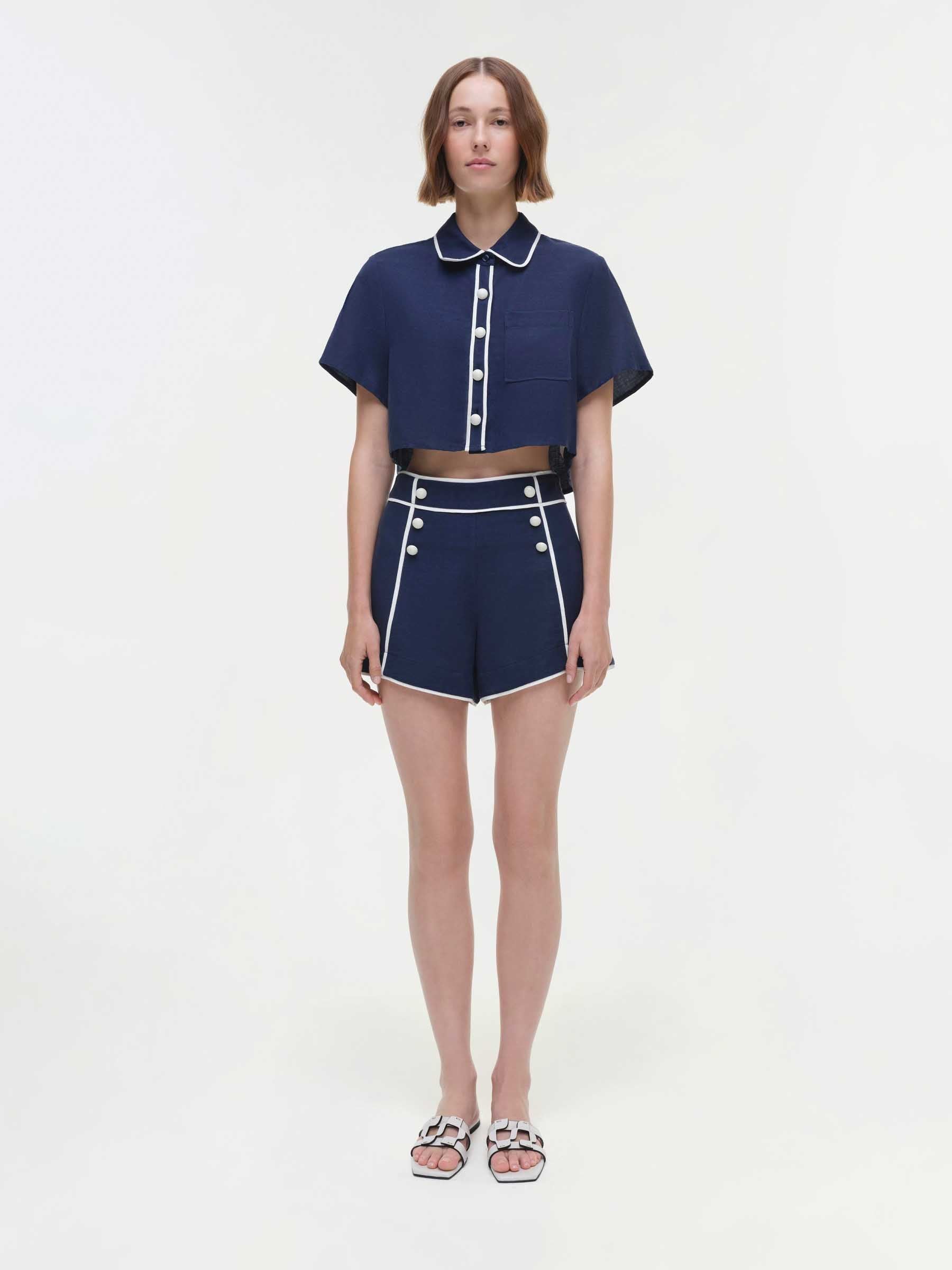 Simkhai Mujer Barcelona Shorts Crosby Viscosa color Azul Noche sku 762-000500 01 - Foto 1