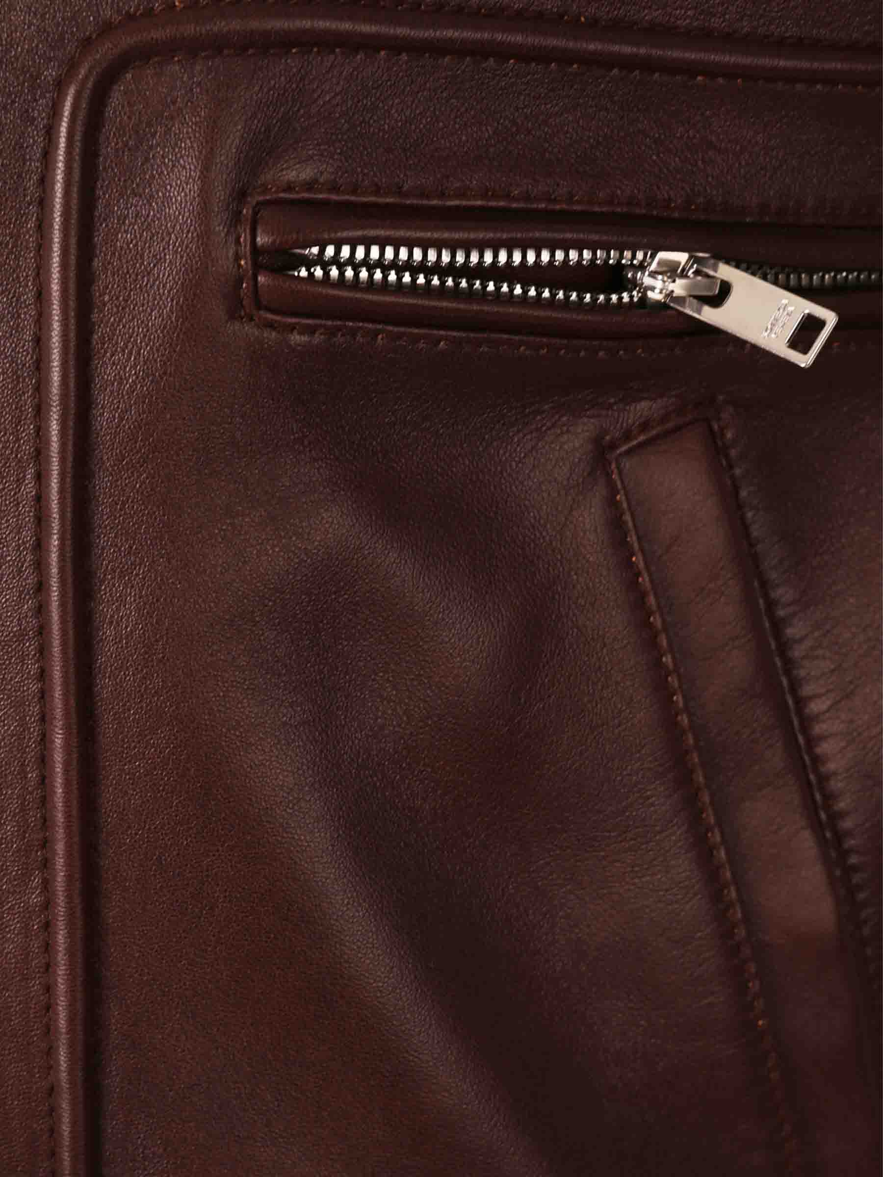 Bottega Veneta Mujer Barcelona Chaqueta Aviador Cuero color Marrón Oscuro sku 772-001479 01 - Foto 4