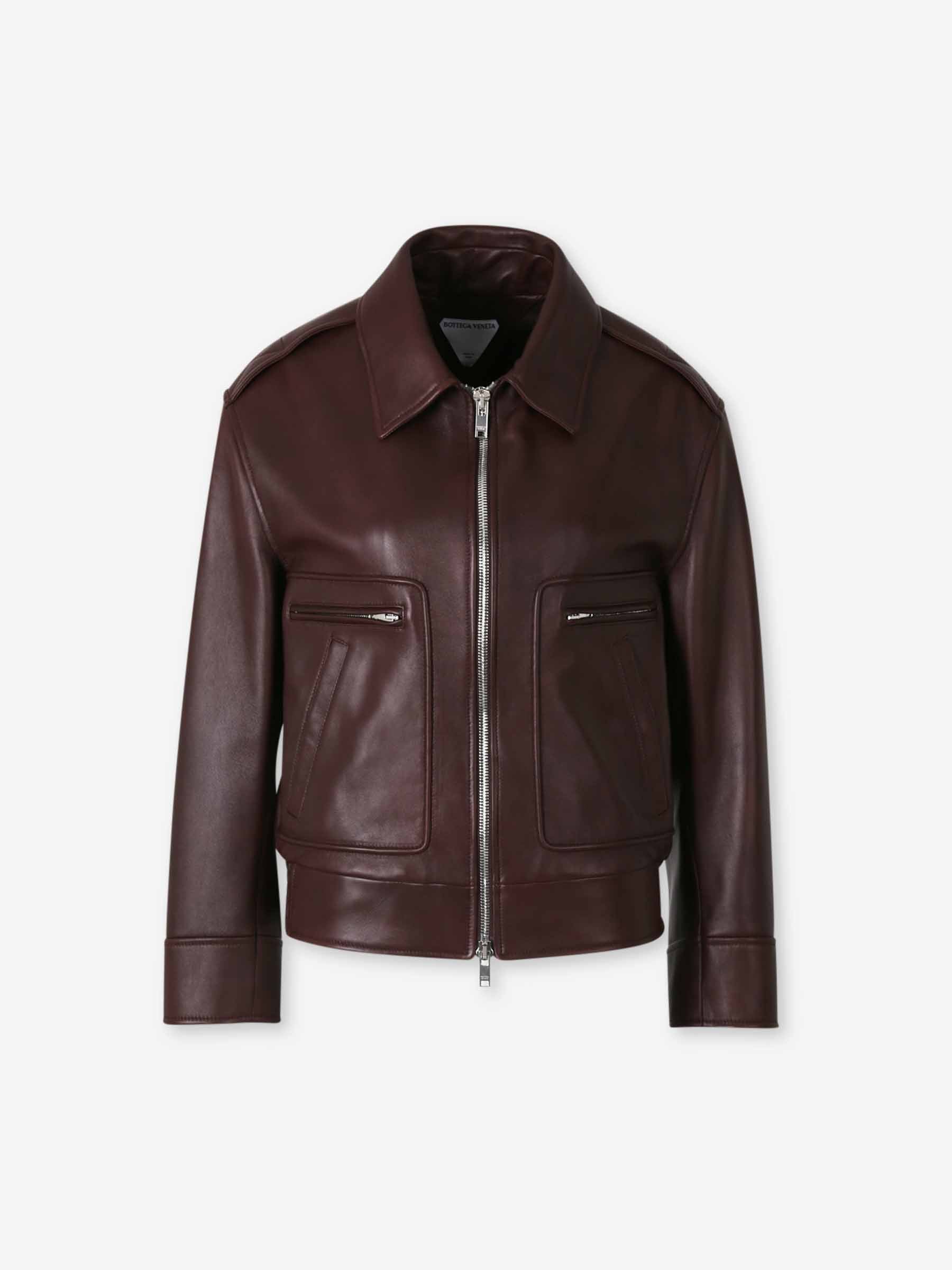 Bottega Veneta Mujer Barcelona Chaqueta Aviador Cuero color Marrón Oscuro sku 772-001479 01 - Foto 5