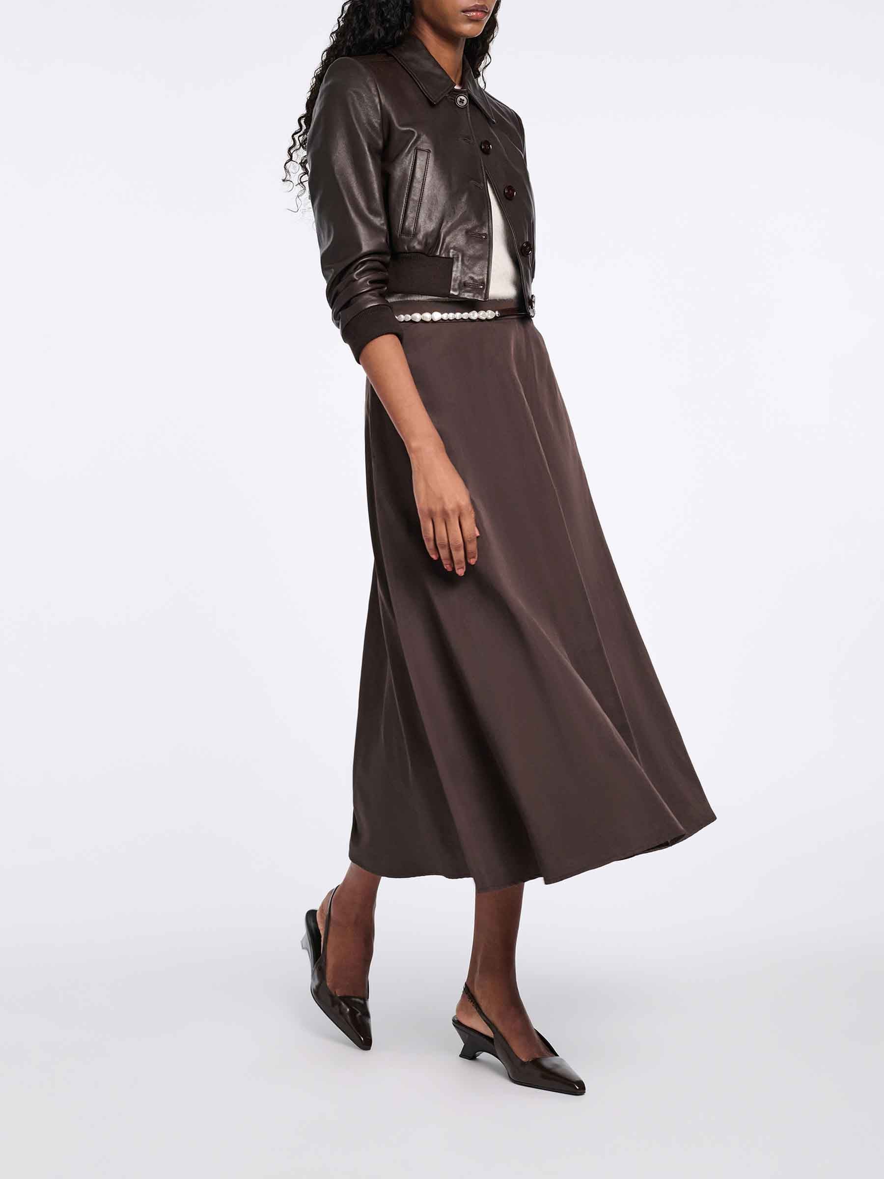 Dorothee Schumacher Mujer Barcelona Chaqueta Cropped Cuero color Marrón Oscuro sku 772-001494 01 - Foto 3