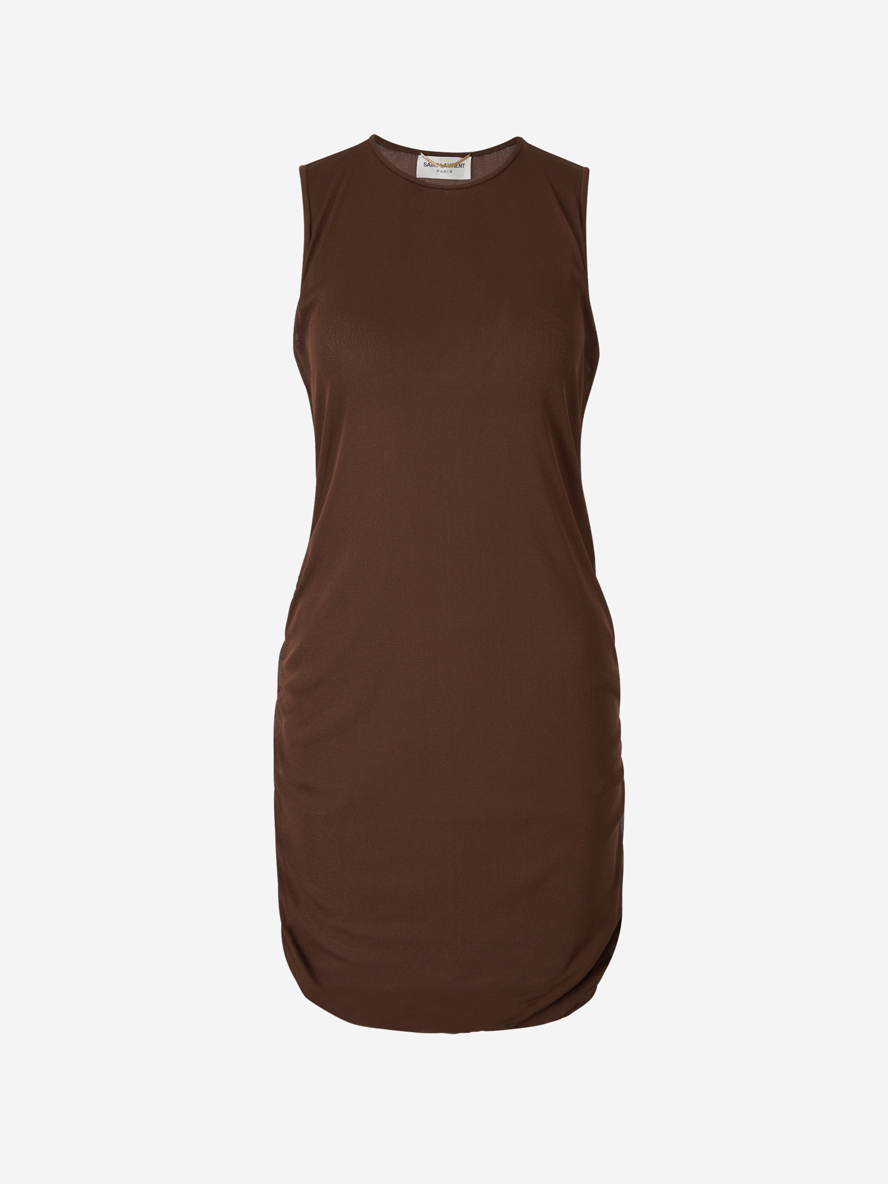 ワンピース SAINT LAURENT Chocolate Tulle Mini Dress Saint Laurent Chocolate Tulle Mini Dress in Brown | Lyst