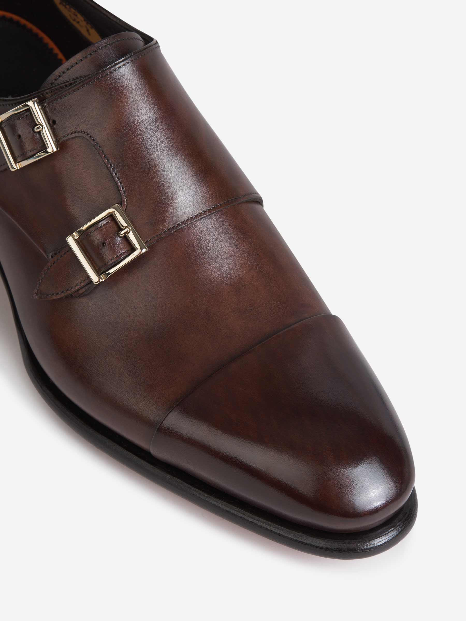 Santoni Hombre Barcelona Zapatos Doble Hebilla color Marrón Oscuro sku 611-003823 02 - Foto 4