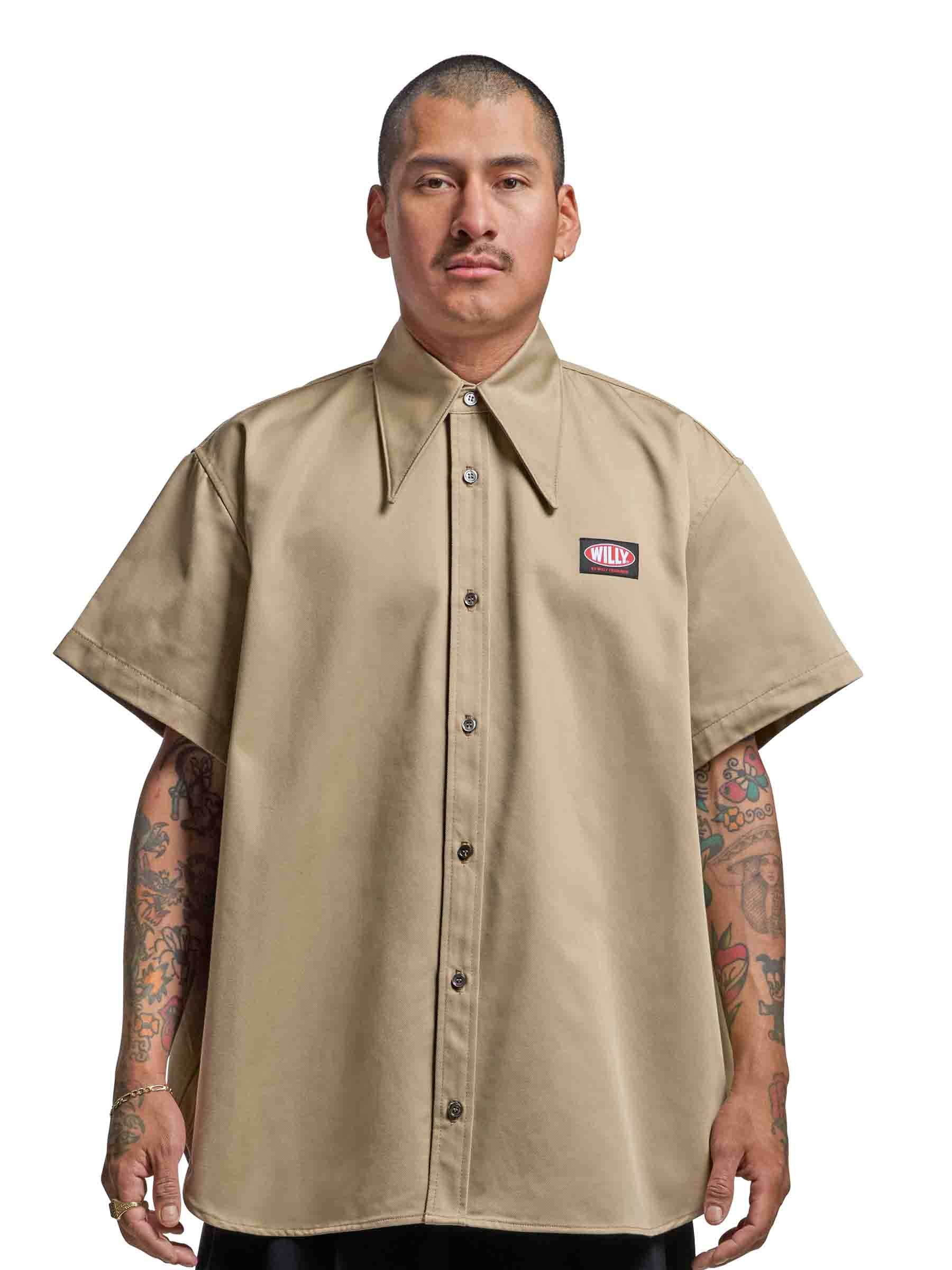 Willy Chavarria Hombre Barcelona Camisa Pachuco Algodón color Caramelo sku 532-000604 01 - Foto 2