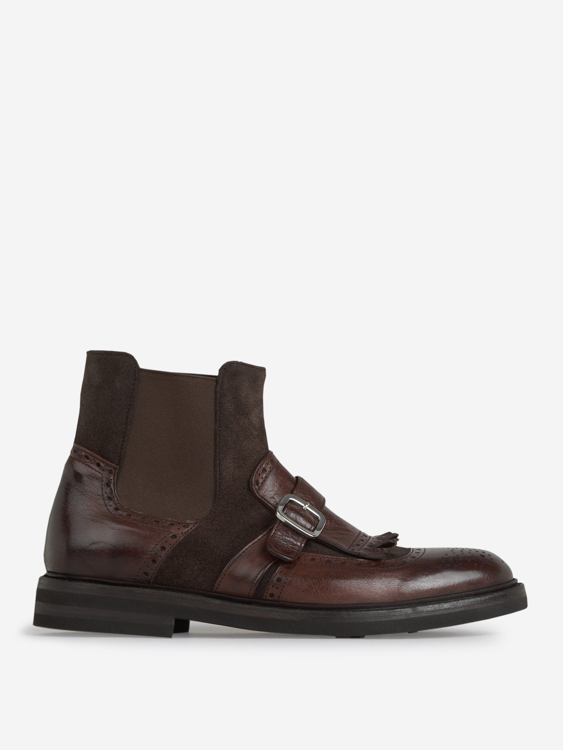Leather Buckle Ankle Boots