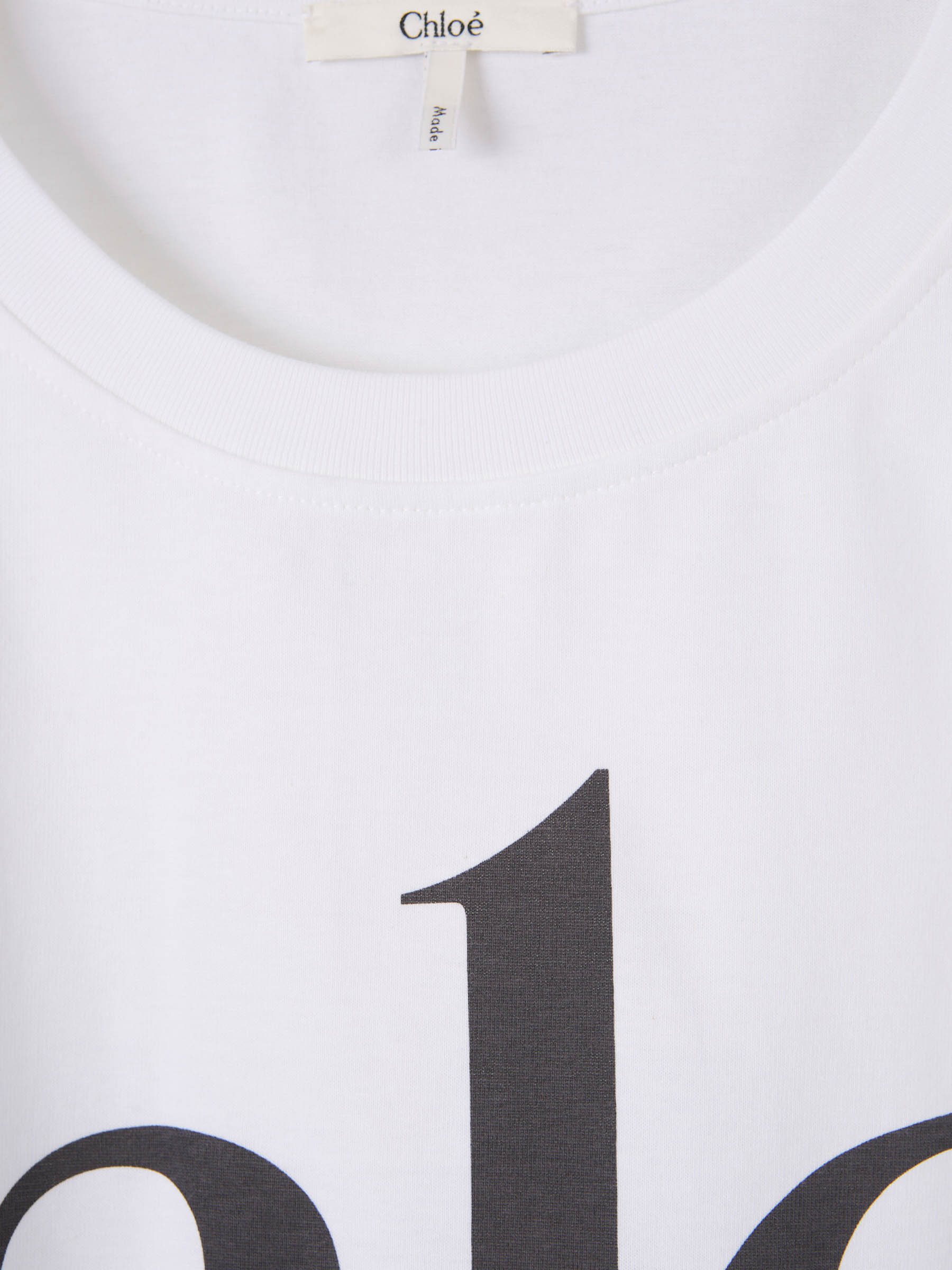 Chloé Camiseta Cropped Algodón color Blanco y Negro sku 782-001583 01 - Foto 3