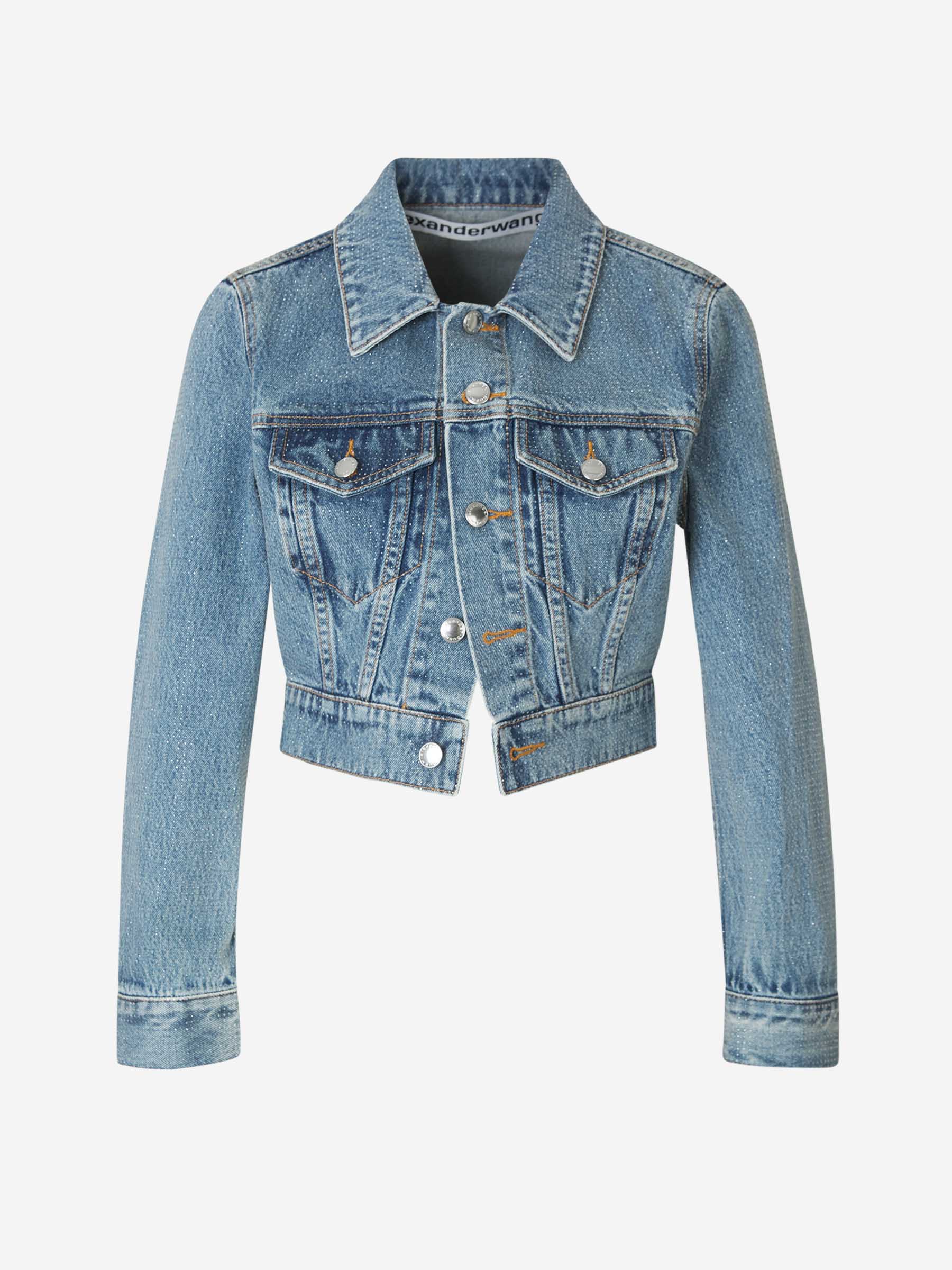 Alexander Wang – Alexander Wang Cropped Denim Hotfix Jacket in