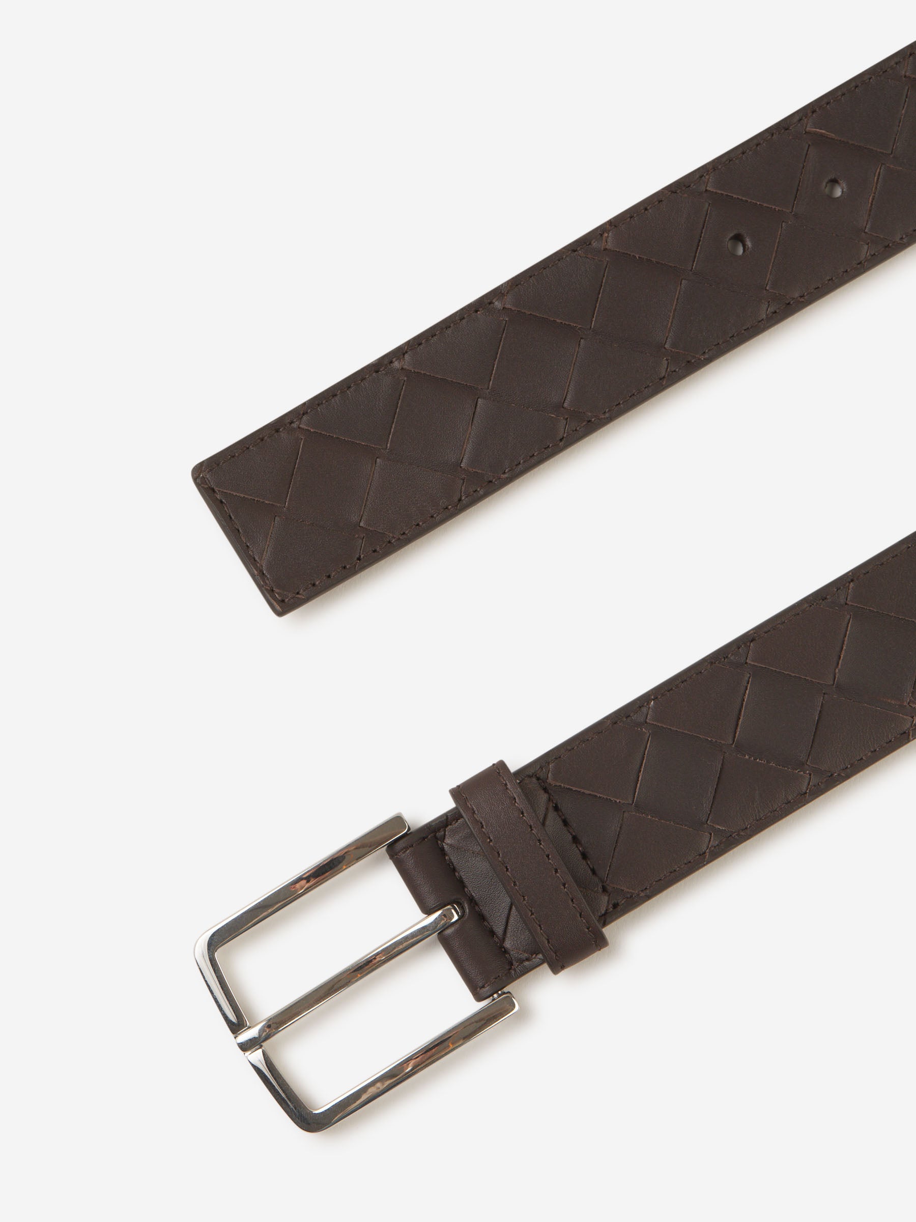 Bottega Veneta Hombre Barcelona Cinturón Intrecciato Piel color Marrón Oscuro sku 622-001217 01 - Foto 2
