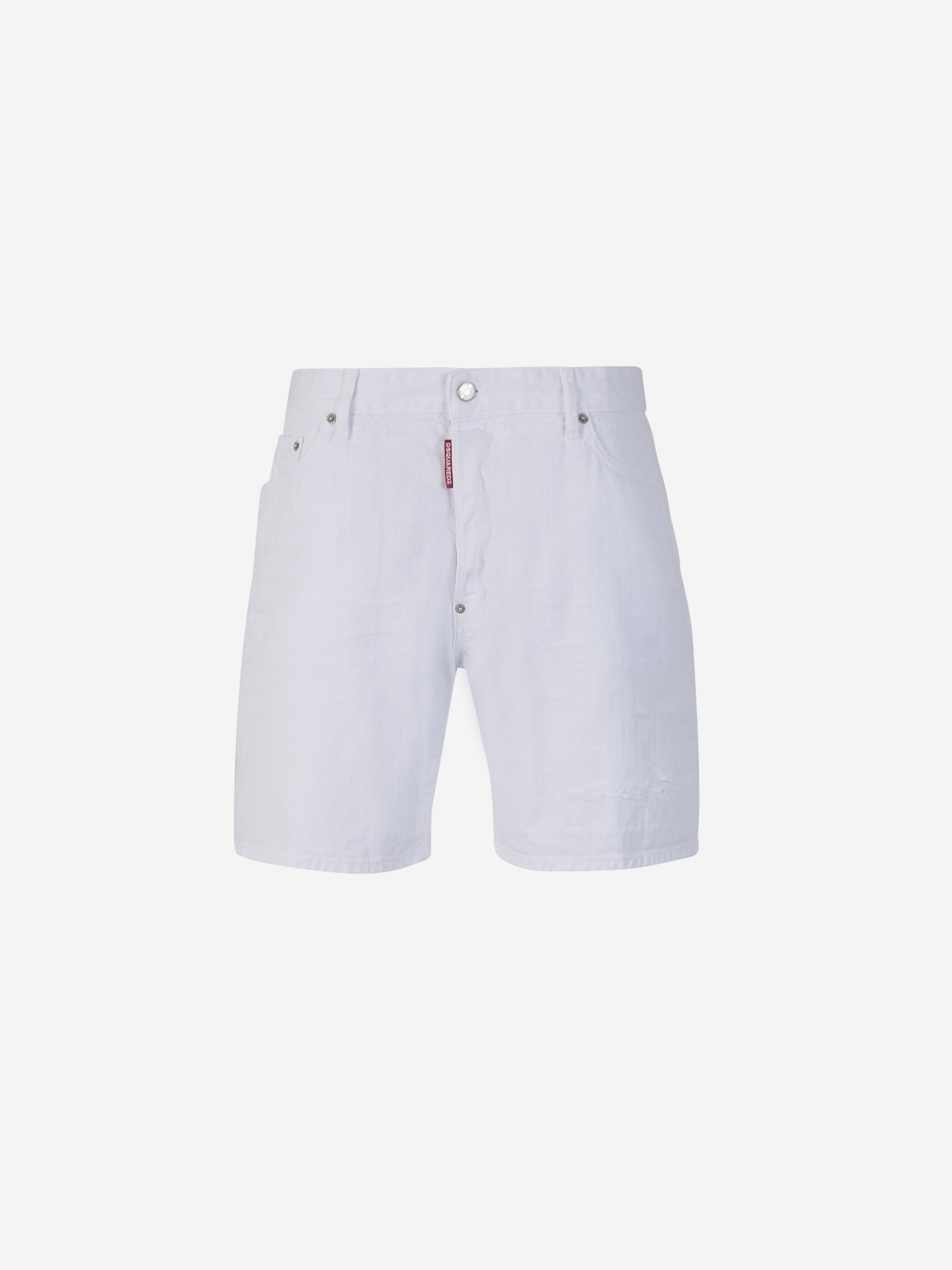 White distressed hotsell denim bermuda shorts