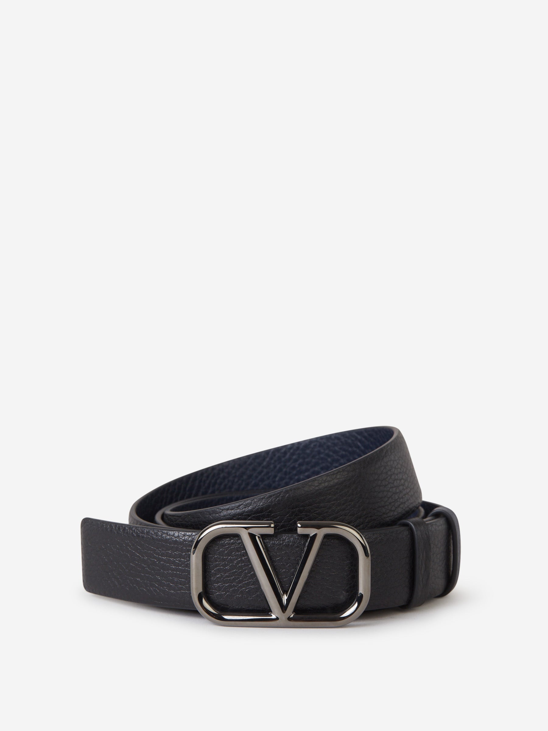ベルト Valentino Garavani Black Leather Reversibile Belt Valentino Garavani – Reversible VLogo Belt Hombre 622-001202