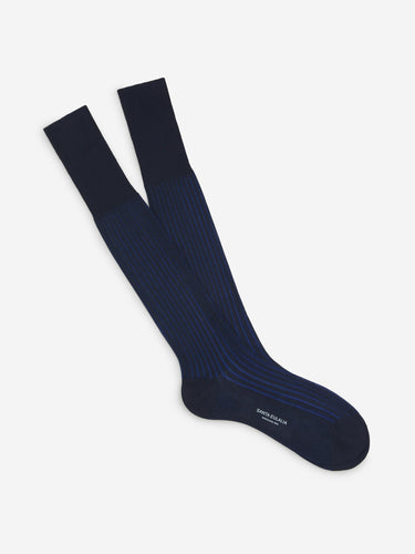 Bresciani Hombre Barcelona Calcetines Canalé Dos Tonos color Azul Marino sku 642-000224 01 - Foto 1