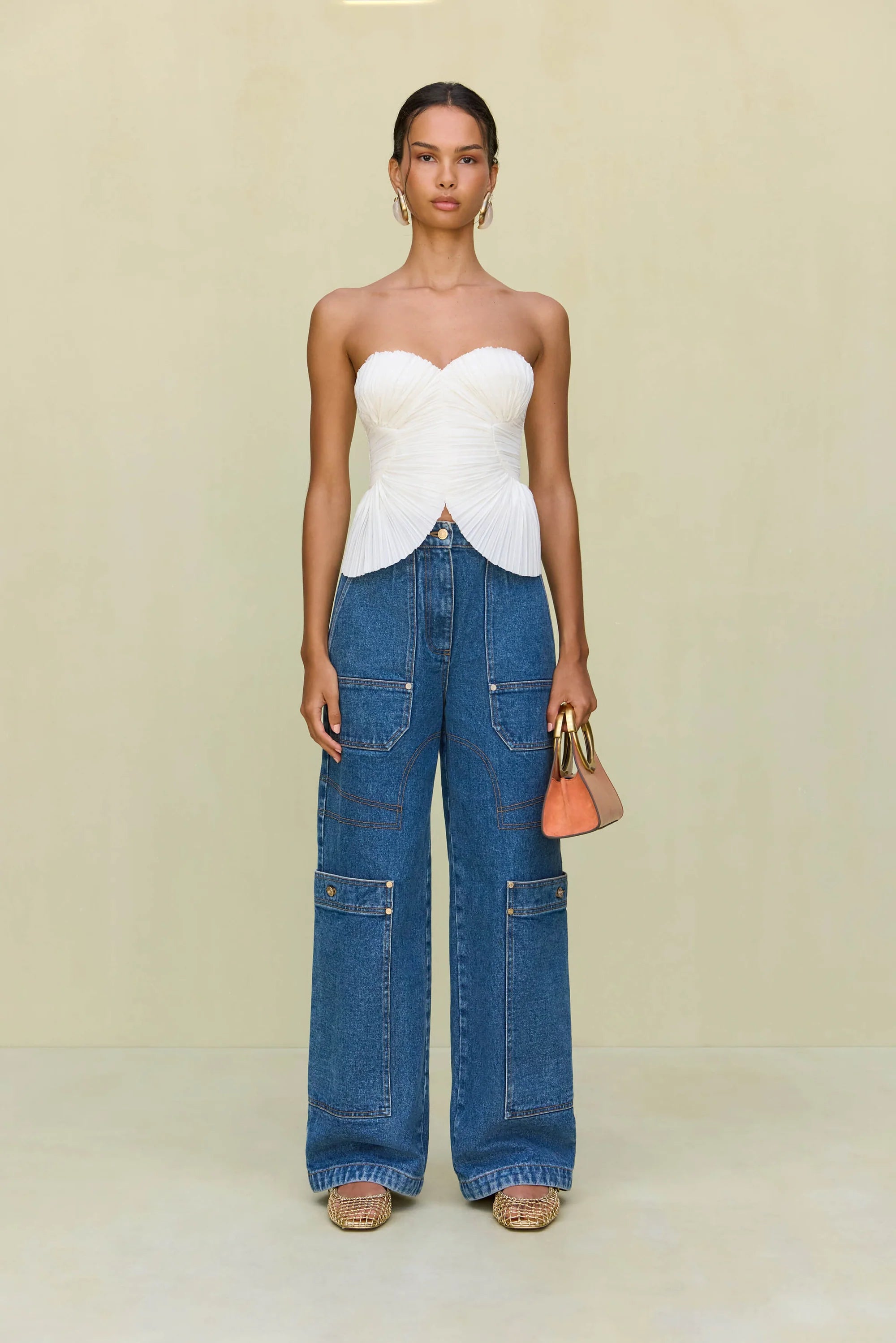 Cult Gaia Mujer Barcelona Top Plisado Jace color Blanco sku 703-002386 01 - Foto 2