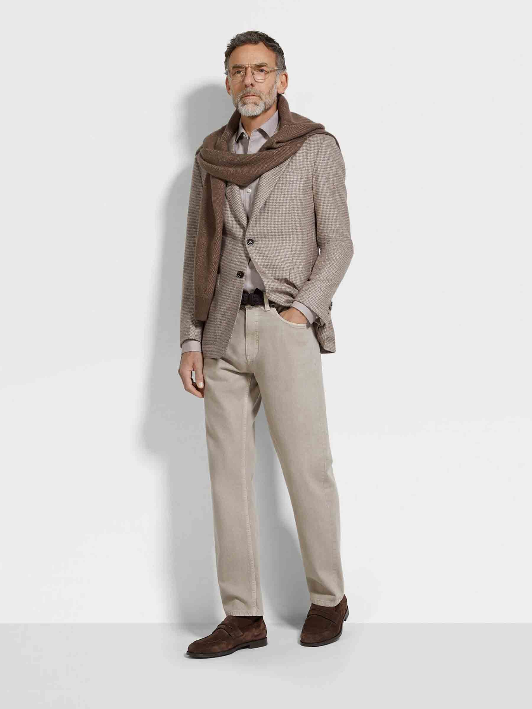 Zegna Hombre Barcelona Americana Recta Pata de Gallo color Beige sku 302-003614 01 - Foto 2