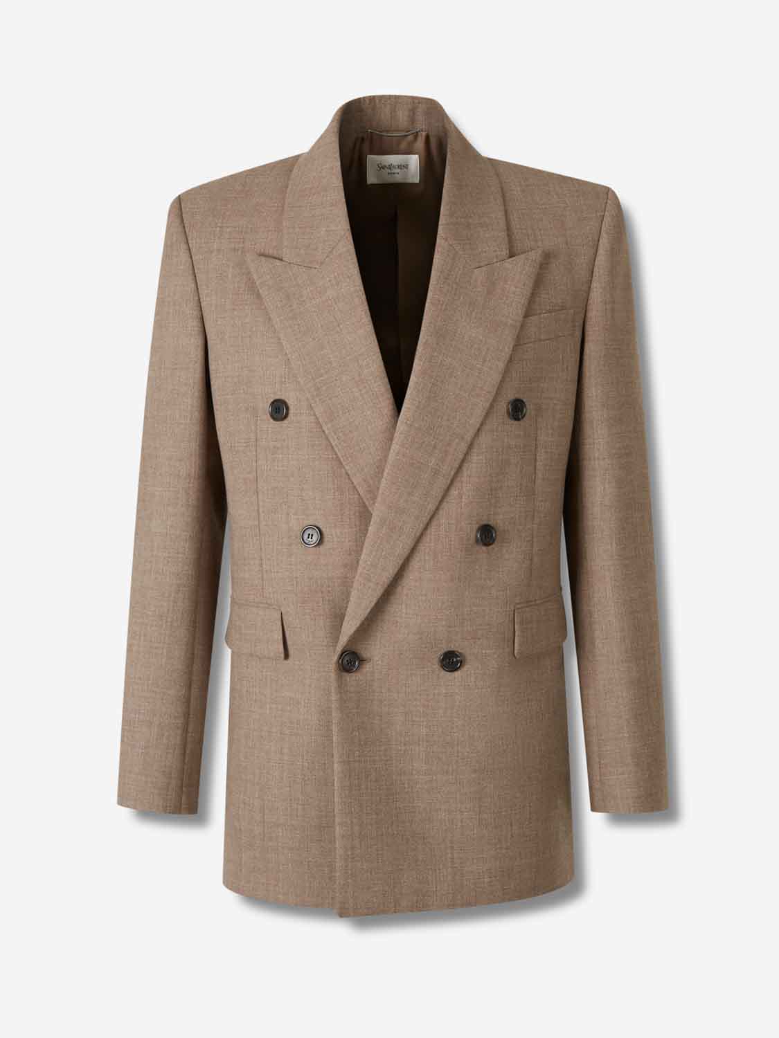 Saint Laurent Hombre Barcelona Americana Cruzada Lana color Beige sku 302-003621 01 - Foto 1