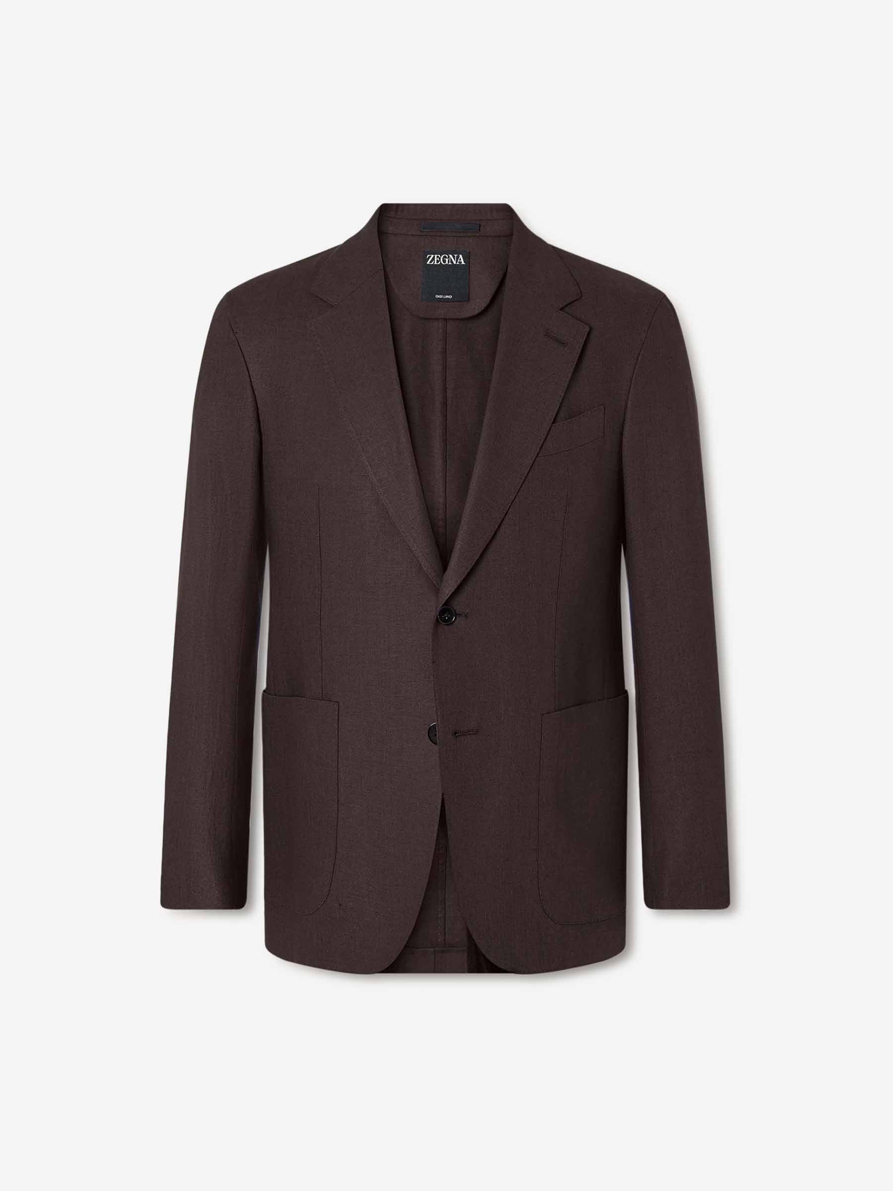 Zegna Hombre Barcelona Americana Recta Lisa color Marrón Oscuro sku 302-003656 01 - Foto 1