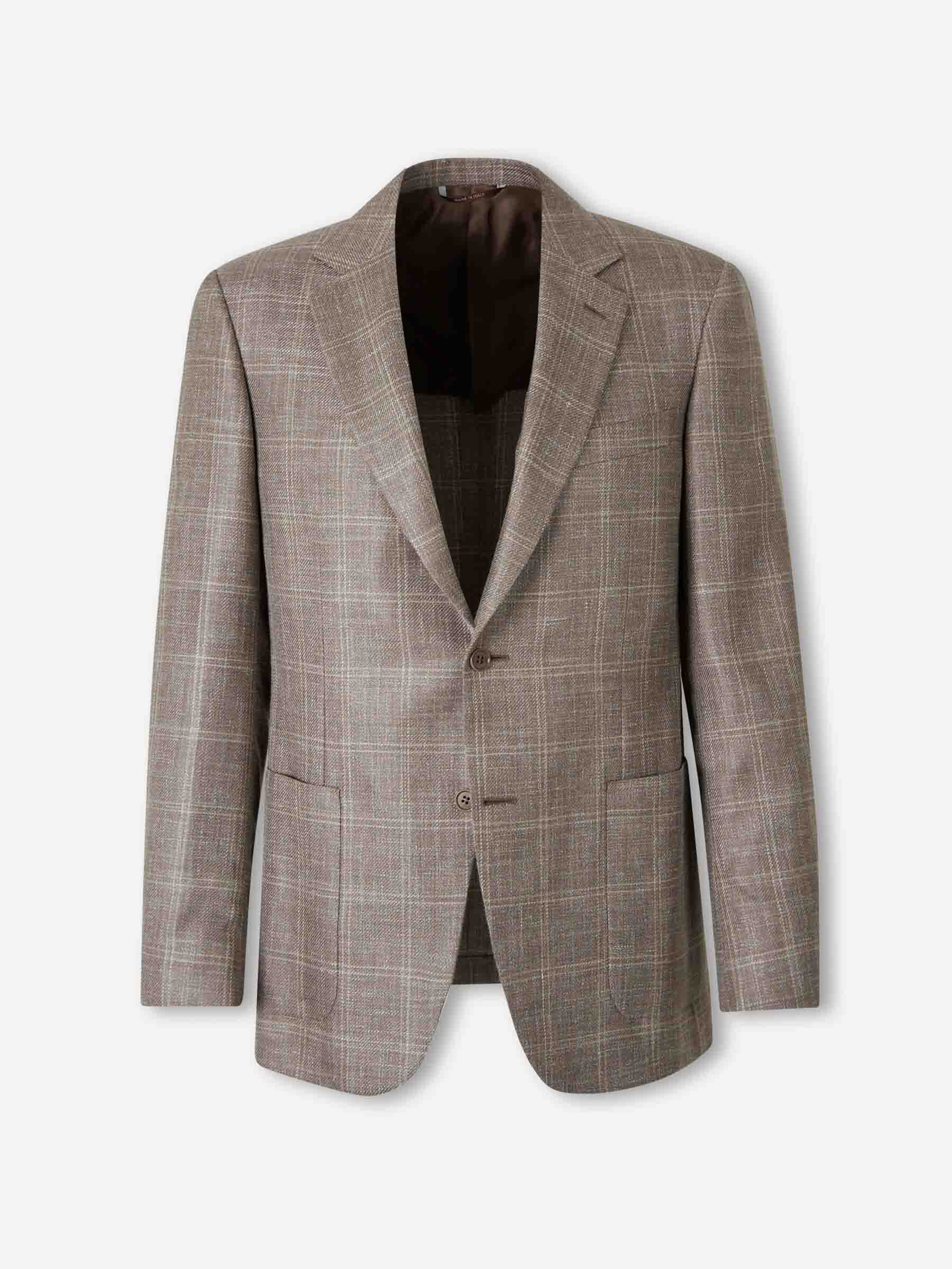 Canali Hombre Barcelona Americana Recta Cuadros color Taupe sku 302-003696 03 - Foto 1