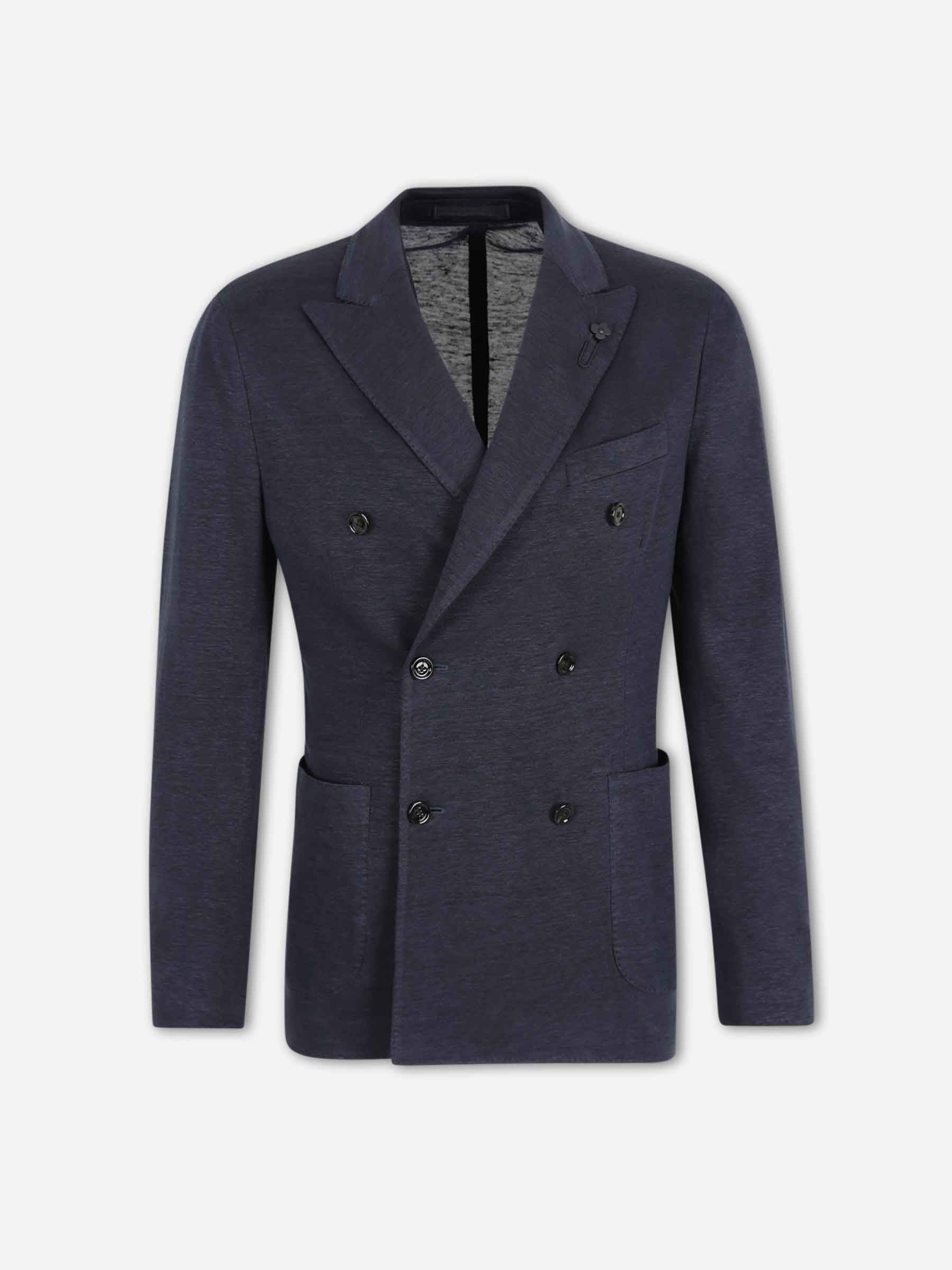 Lardini Hombre Barcelona Americana Cruzada Algodón color Azul Marino sku 302-003702 01 - Foto 1