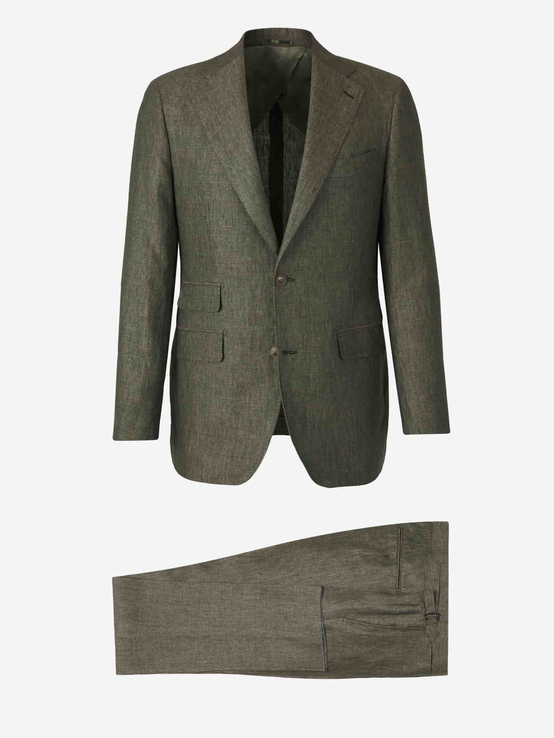 Santa Eulalia Hombre Barcelona Traje Liso Lino color Verde sku 312-002842 04 - Foto 1