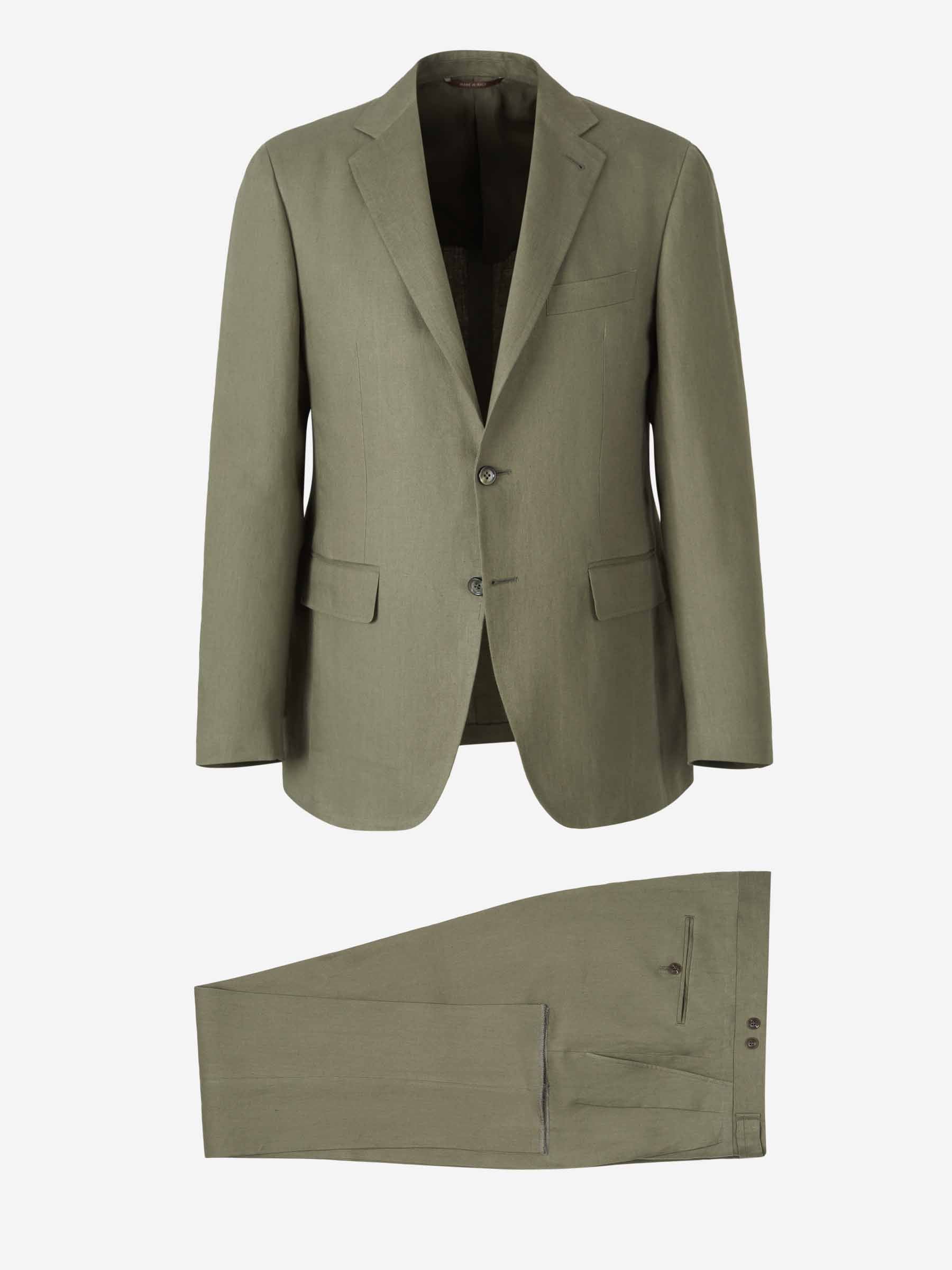 Canali Hombre Barcelona Traje Lino Liso color Verde sku 312-002857 02 - Foto 1