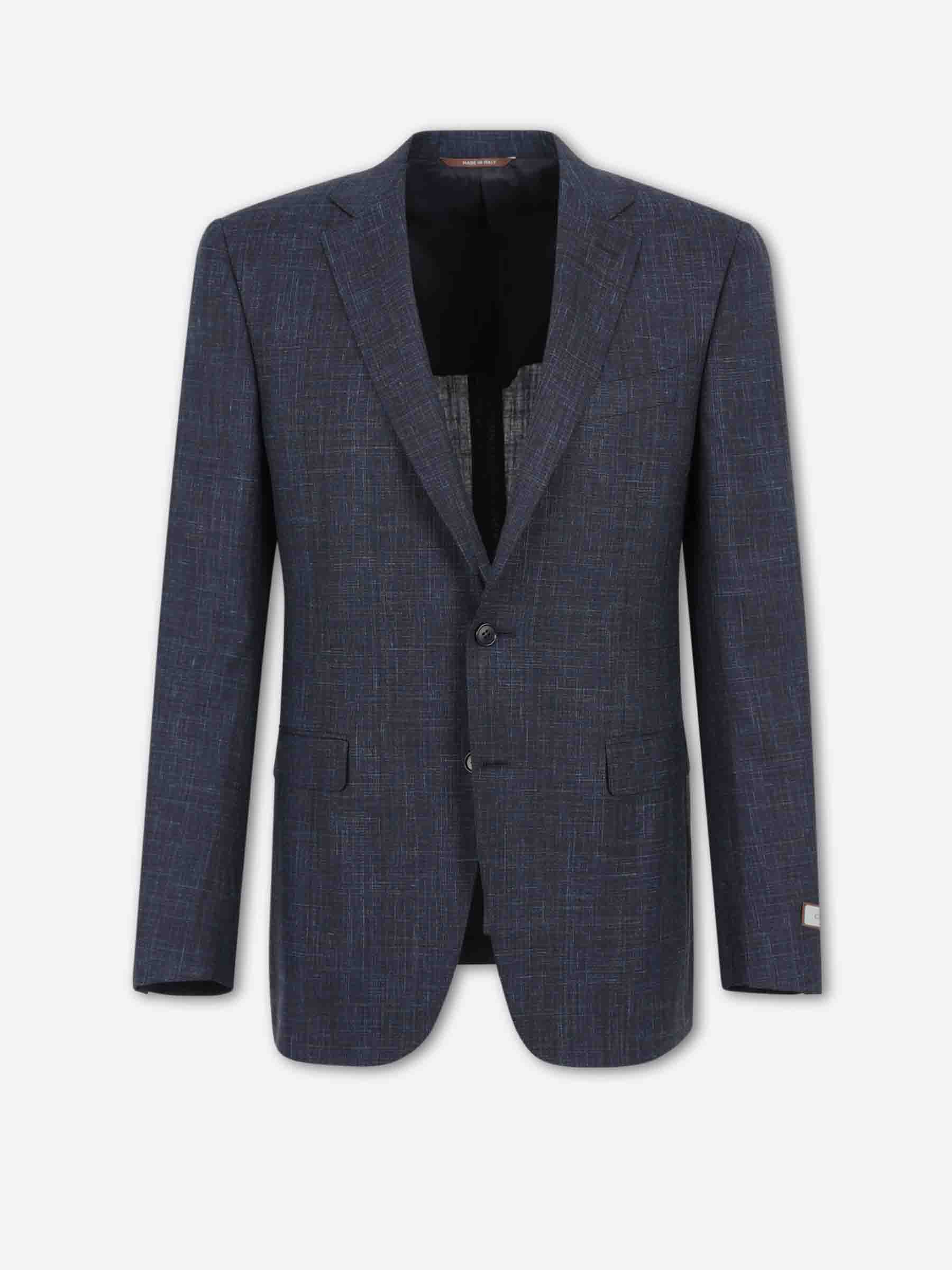 Canali Hombre Barcelona Traje recto en tejido texturizado de corte contemporáneo color Azul Marino sku 312-002913 02 - Foto 1