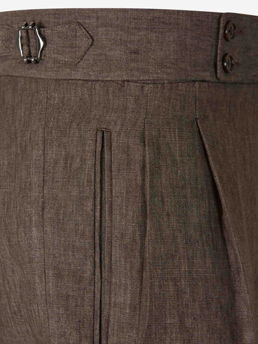 Scabal Hombre Barcelona Pantalones de Vestir Lino color Marrón sku 322-000486 01 - Foto 3