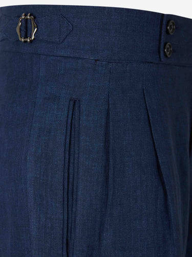 Scabal Hombre Barcelona Pantalones de Vestir Lino color Azul Marino sku 322-000486 02 - Foto 3