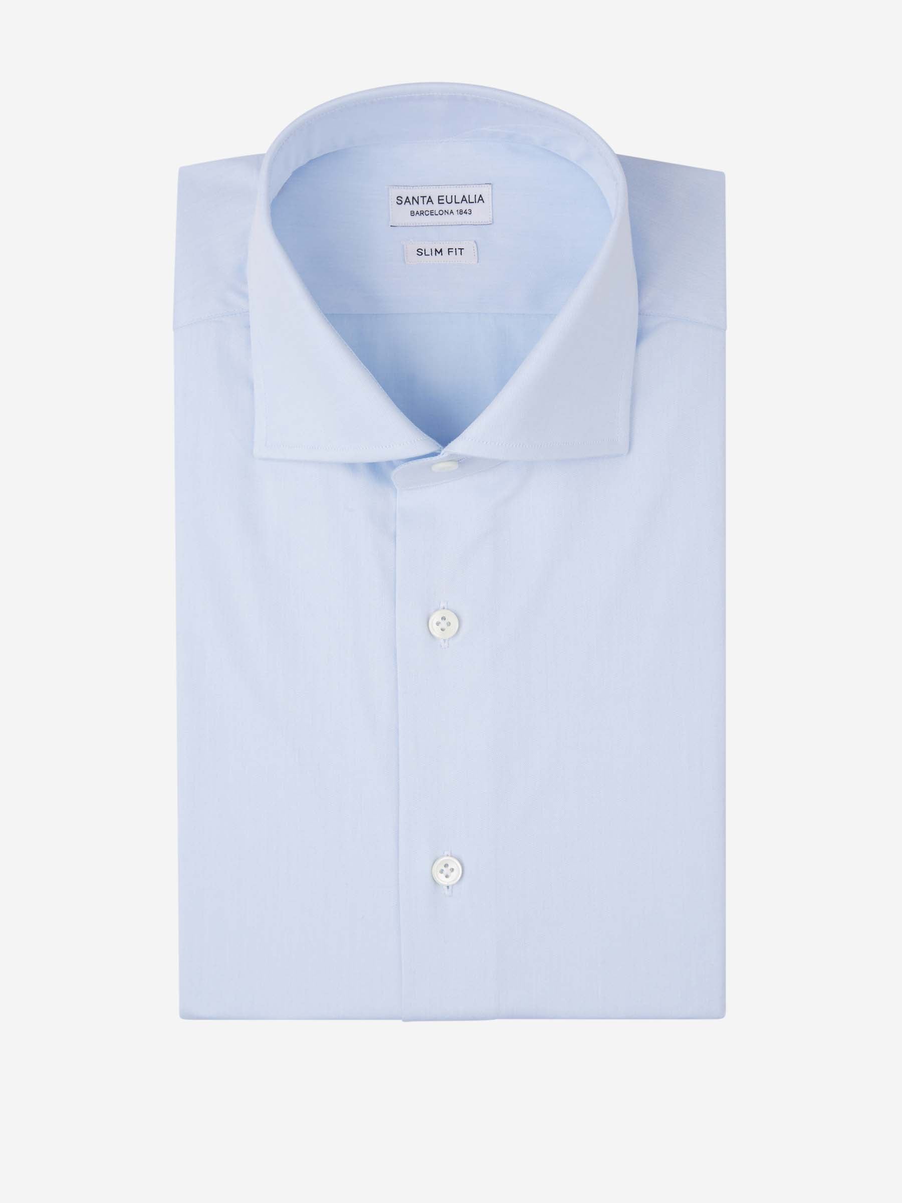 Santa Eulalia Hombre Barcelona Camisa Lisa Slim color Azul Celeste sku 401-002389 02 - Foto 1