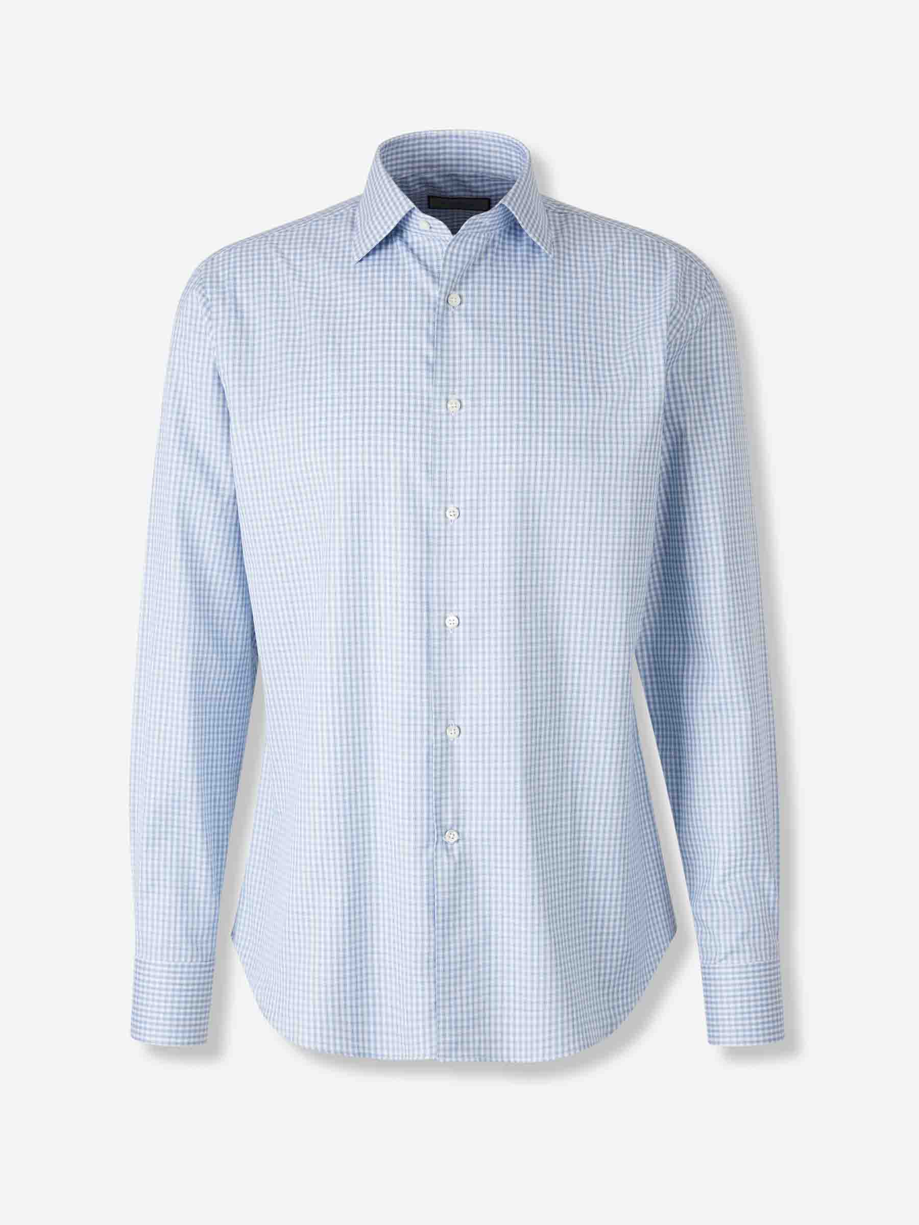 Canali Hombre Barcelona Camisa Motivo Cuadros color Azul Celeste sku 402-000020 01 - Foto 1