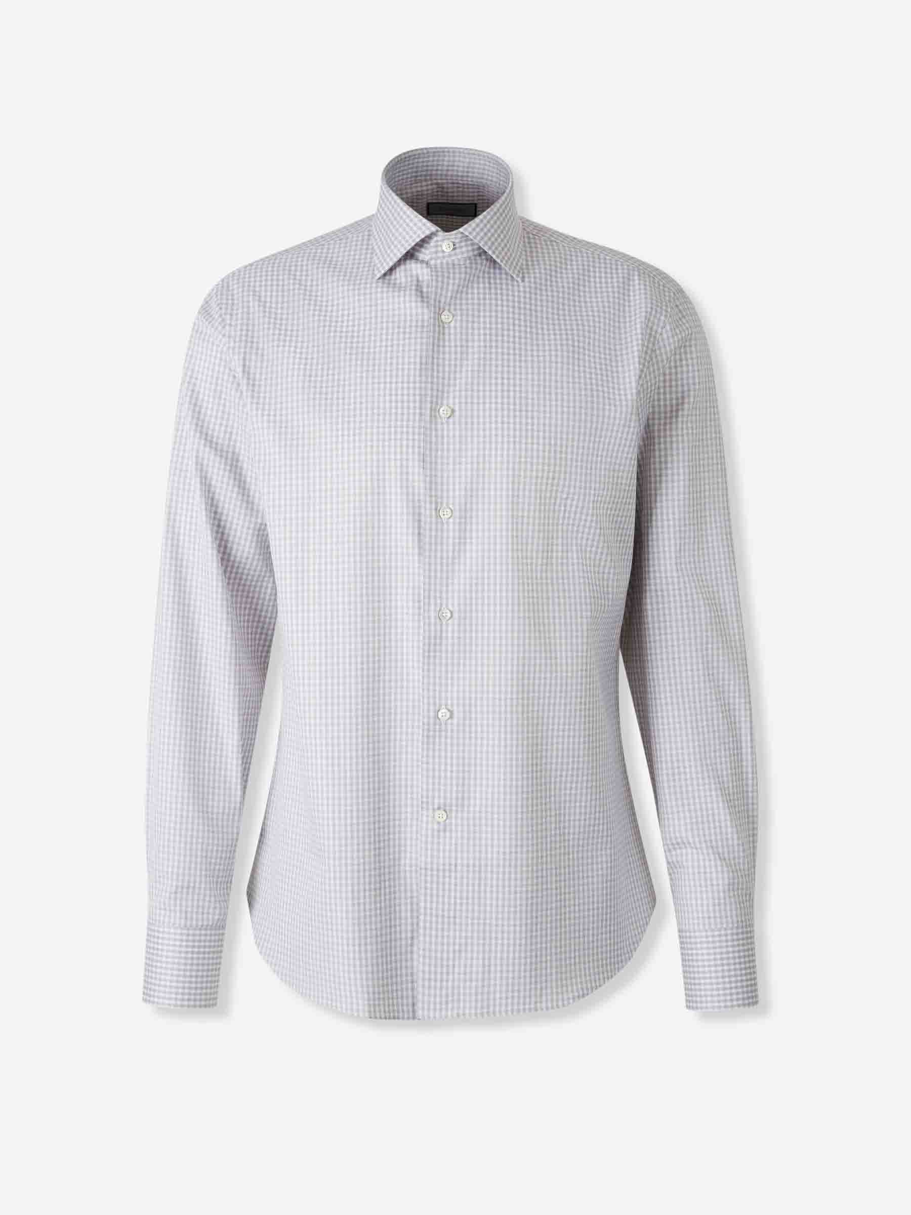 Canali Hombre Barcelona Camisa Motivo Cuadros color Taupe sku 402-000020 02 - Foto 1