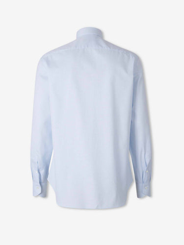 Canali Hombre Barcelona Camisa Micro Estampado Algodón color Azul Celeste sku 402-000032 02 - Foto 2
