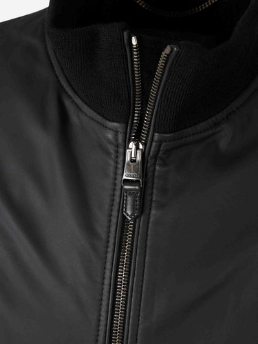 Canali Hombre Barcelona Chaqueta Piel Bomber color Negro sku 501-000265 01 - Foto 3