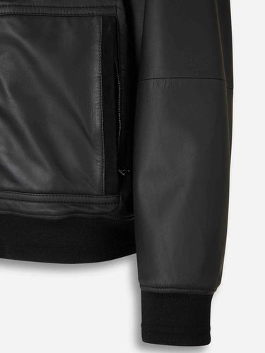 Canali Hombre Barcelona Chaqueta Piel Bomber color Negro sku 501-000265 01 - Foto 4