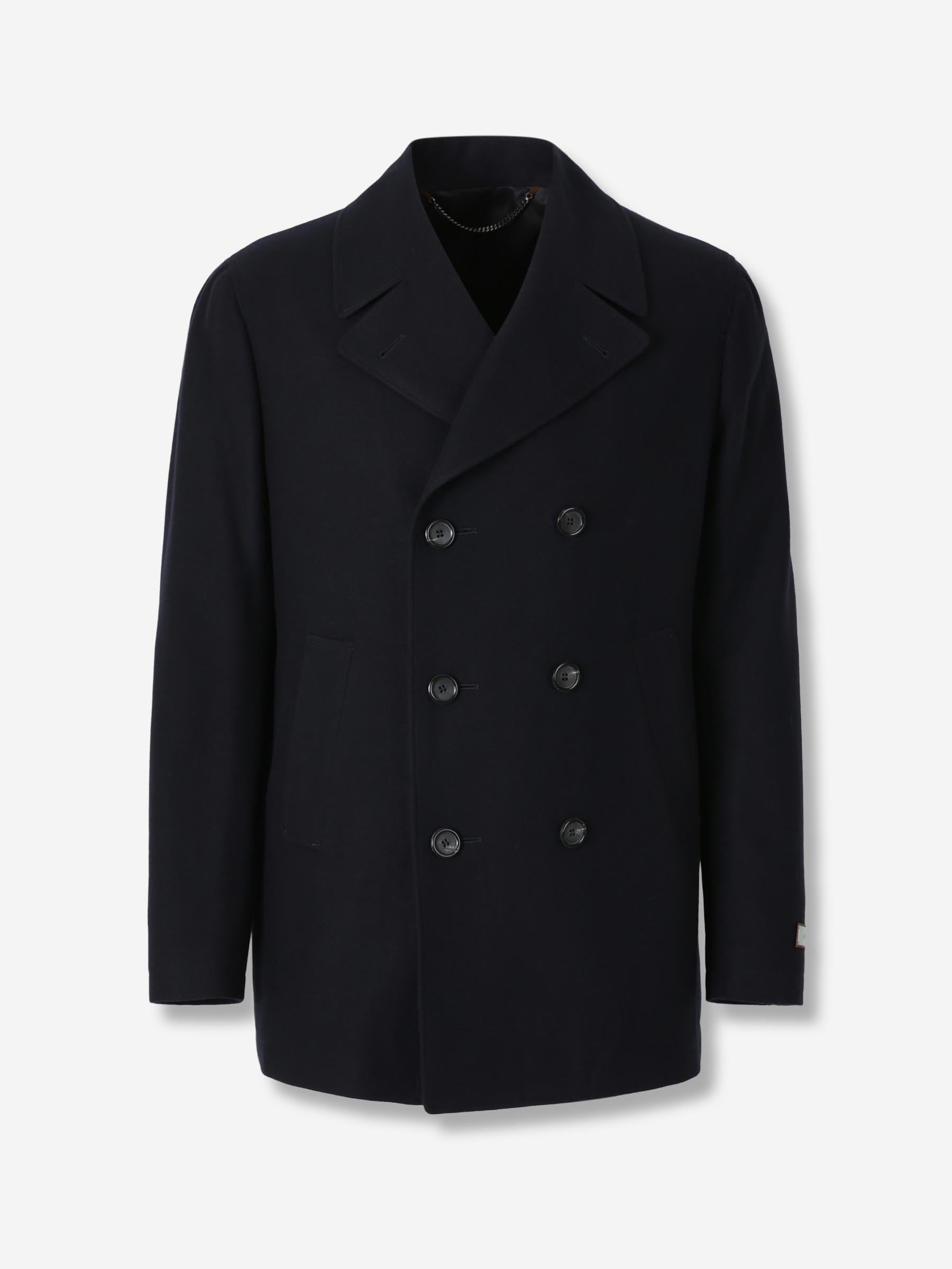 Canali Hombre Barcelona Abrigo Largo Cruzado color Azul Noche sku 502-001667 01 - Foto 1