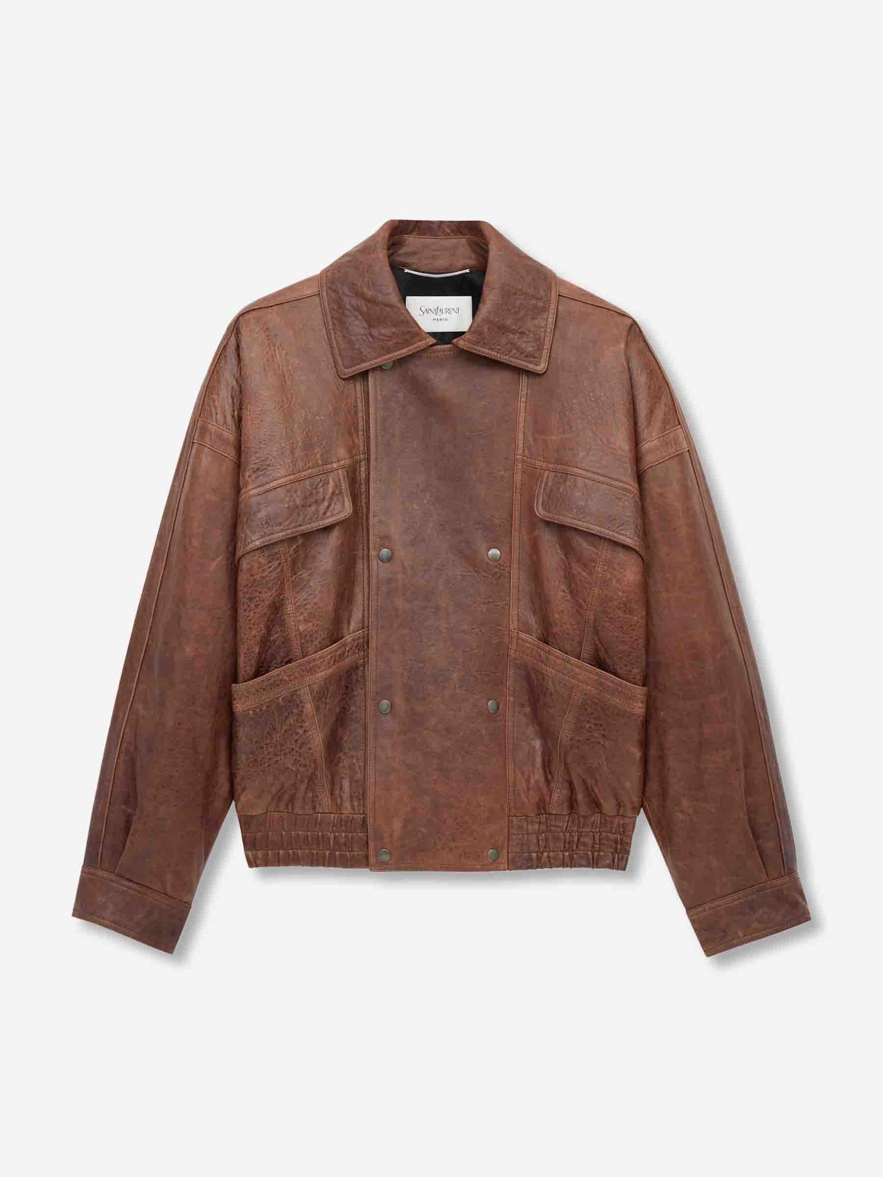 Saint Laurent Hombre Barcelona Chaqueta Cruzada Piel color Marrón sku 511-000638 01 - Foto 1