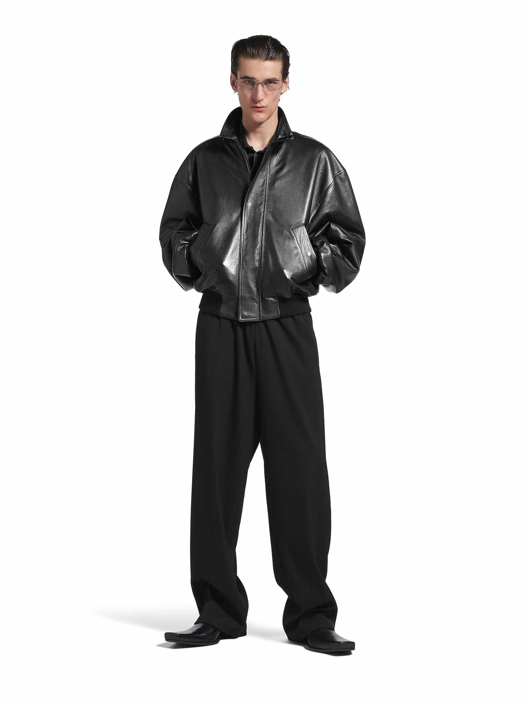 Balenciaga Hombre Barcelona Chaqueta Piel Blouson color Negro sku 511-000639 01 - Foto 2